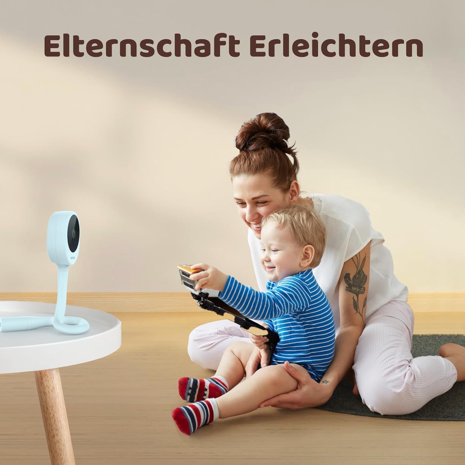 Thumbnail 5 de Netvue Blau Baby Kamera mit 4-in-1-Halterung, 1080P, Zwei-Wege-Audio, Bewegungserkennung & Schlafanalyse