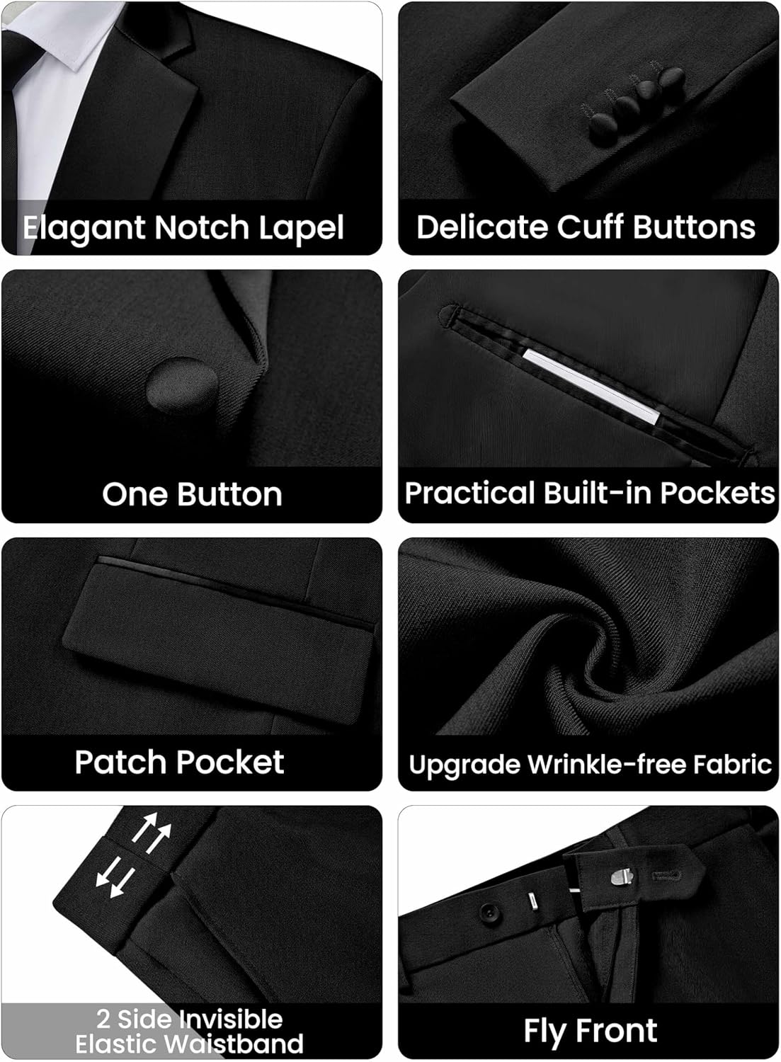 Thumbnail 5 de WULFUL Men’s Slim Fit Suit Set, 2 Piece