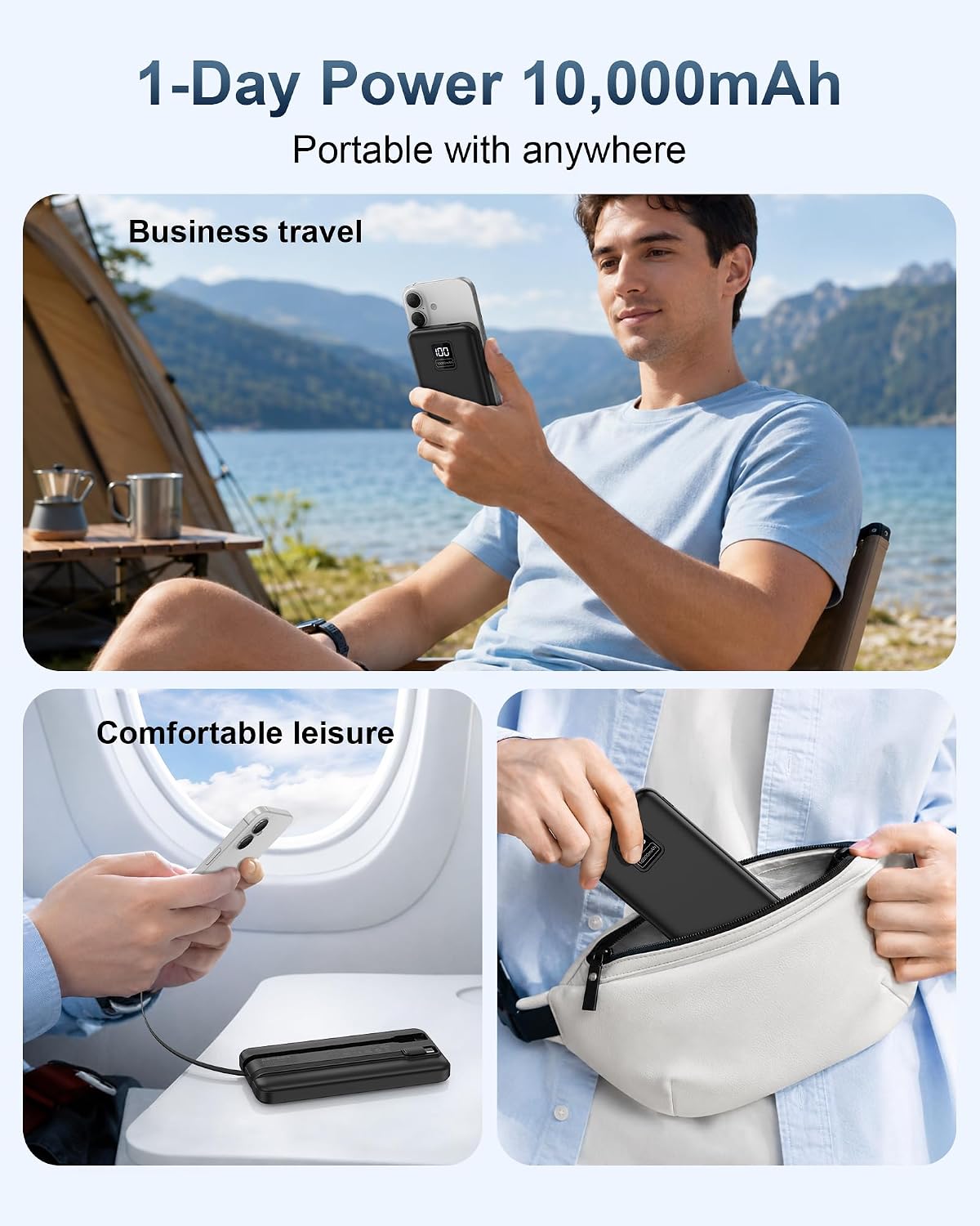 Thumbnail 6 de AsperX Compact 10000mAh Power Bank with Built-in Cables: Portable, Safe and Ready for Daily Use