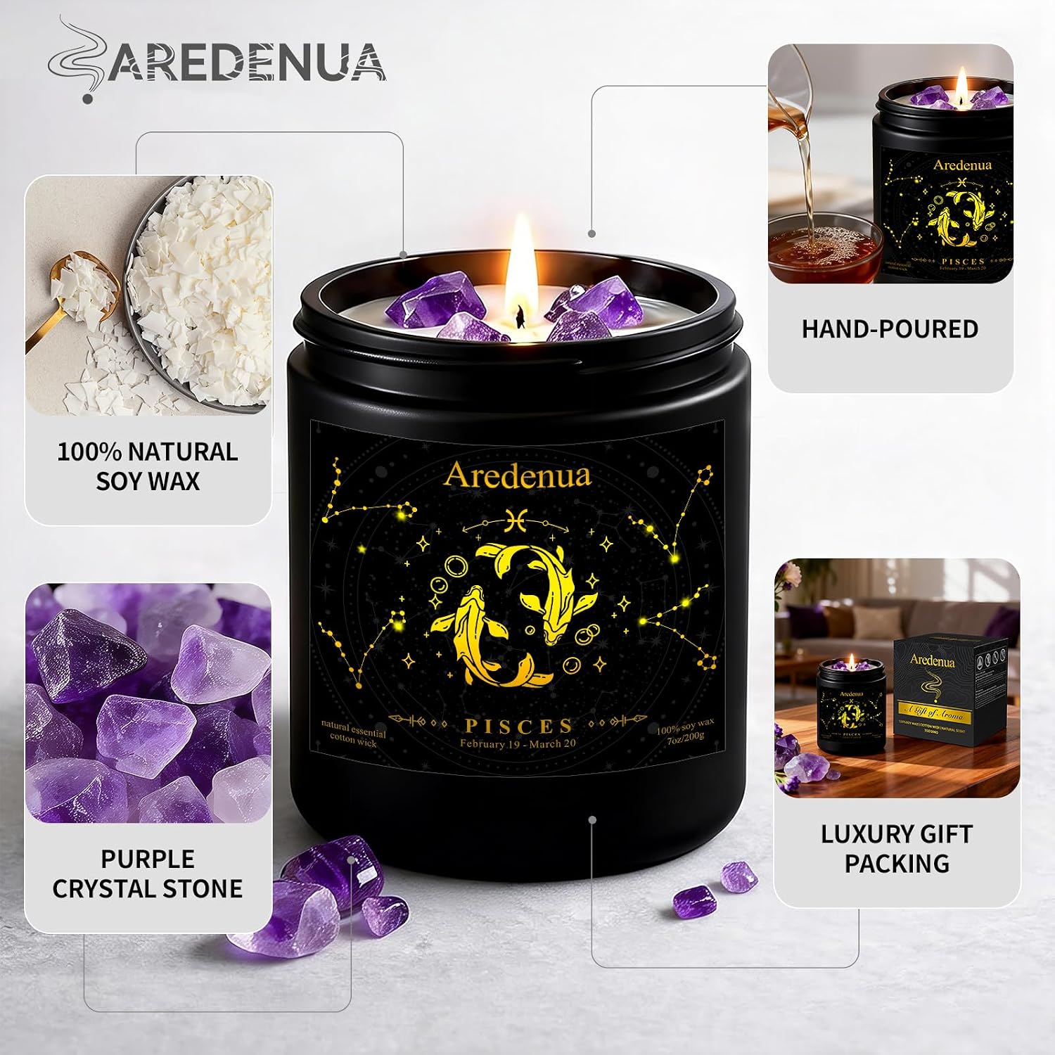 Thumbnail 4 de Pisces Zodiac Soy Candle, 7 oz