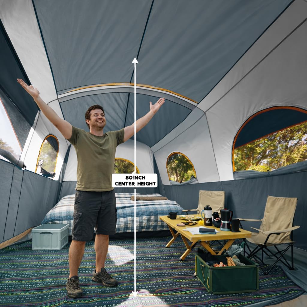 Thumbnail 6 de UNP Camping Tent 8 Person Waterproof Big Tunnel Tent with Screen Porch (20' x 9' x 80" H)