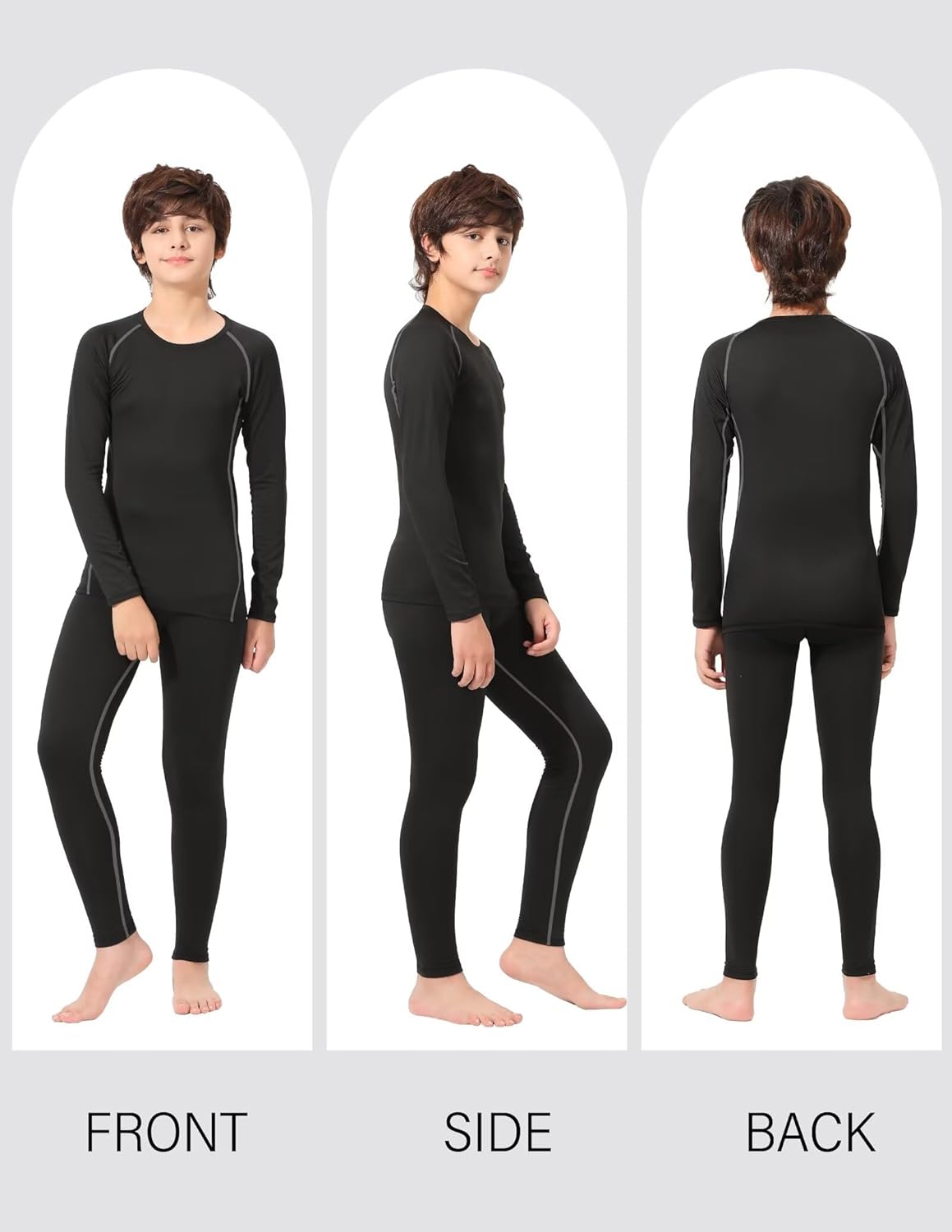 Detalle de Rolimaka Kids Base Layer Set for Youth Boys – Compression Long Sleeve Top & Tights
