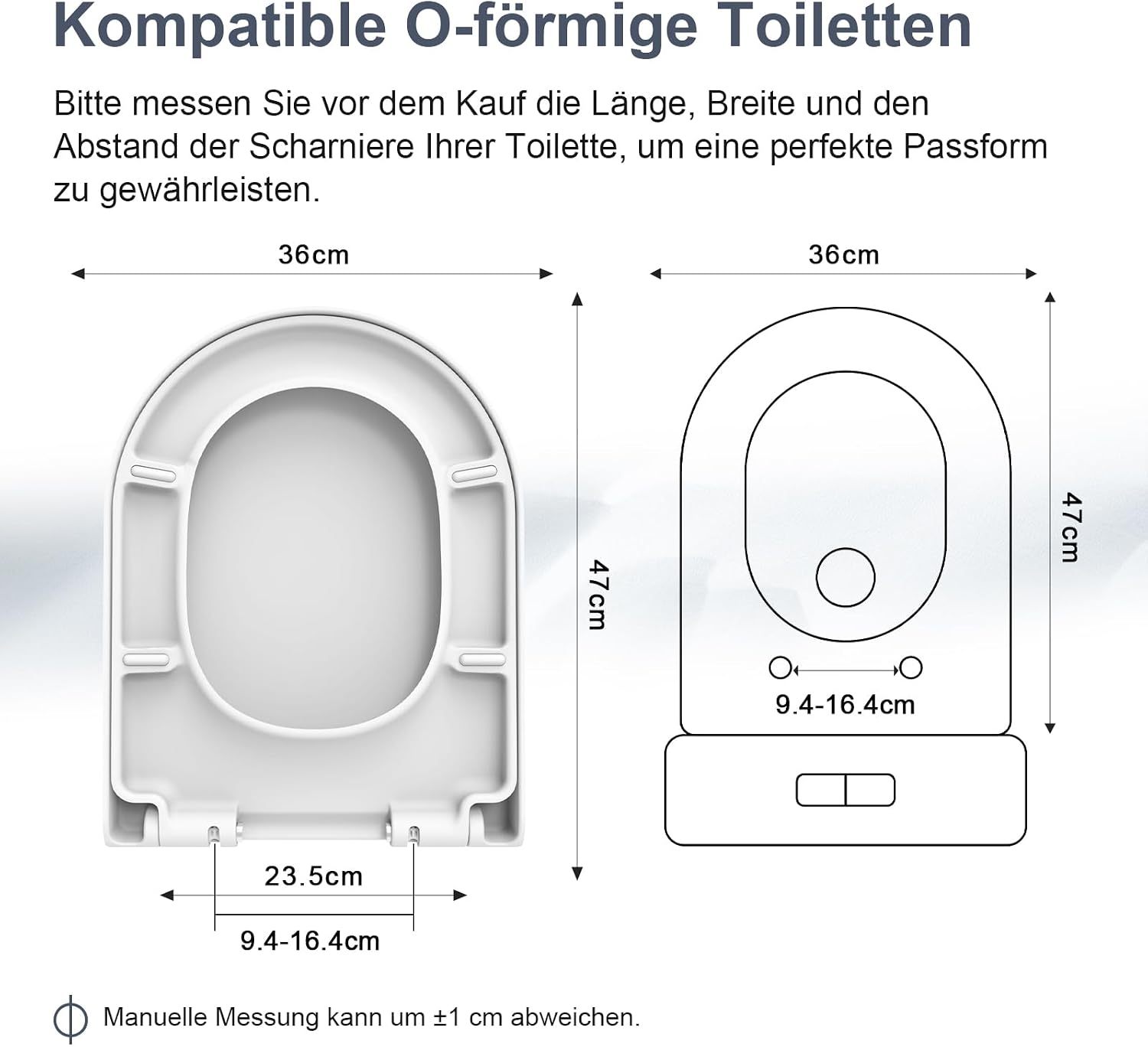 Thumbnail 1 de SURFOU HP049 D-Shaped Toilet Seat, Soft-Close, Quick Release, White