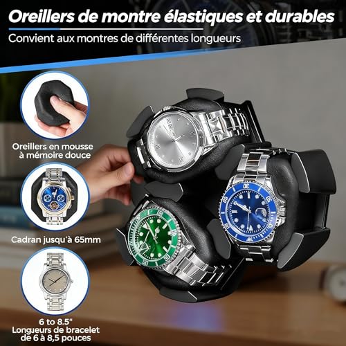 Detalle de ANWBROAD Remontoir de montre 6 montres Spinner – précision silencieuse et bois noble