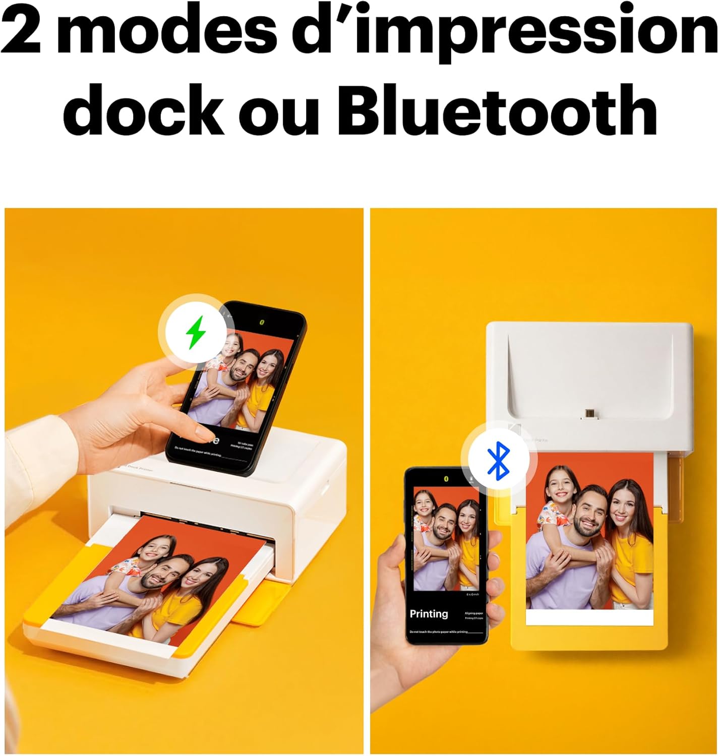 Thumbnail 1 de Kodak Dock Plus 4Pass Imprimante Photo (10x15 cm) avec Pack de 50 Feuilles (10 + 40) – couleur jaune
