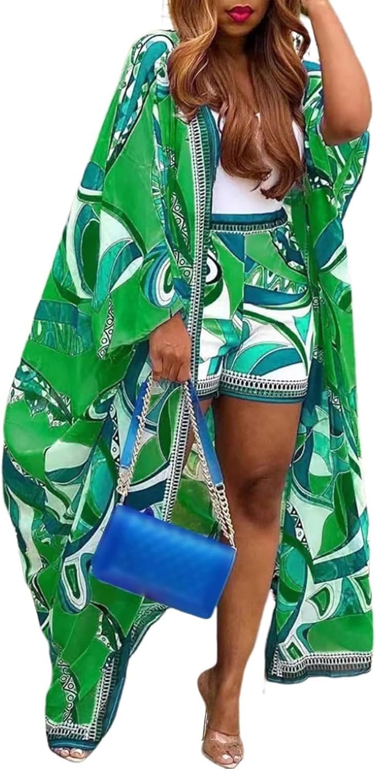 Thumbnail 6 de QegarTop Kimono Shorts Set for Women – Two Piece Summer Vacation Outfit