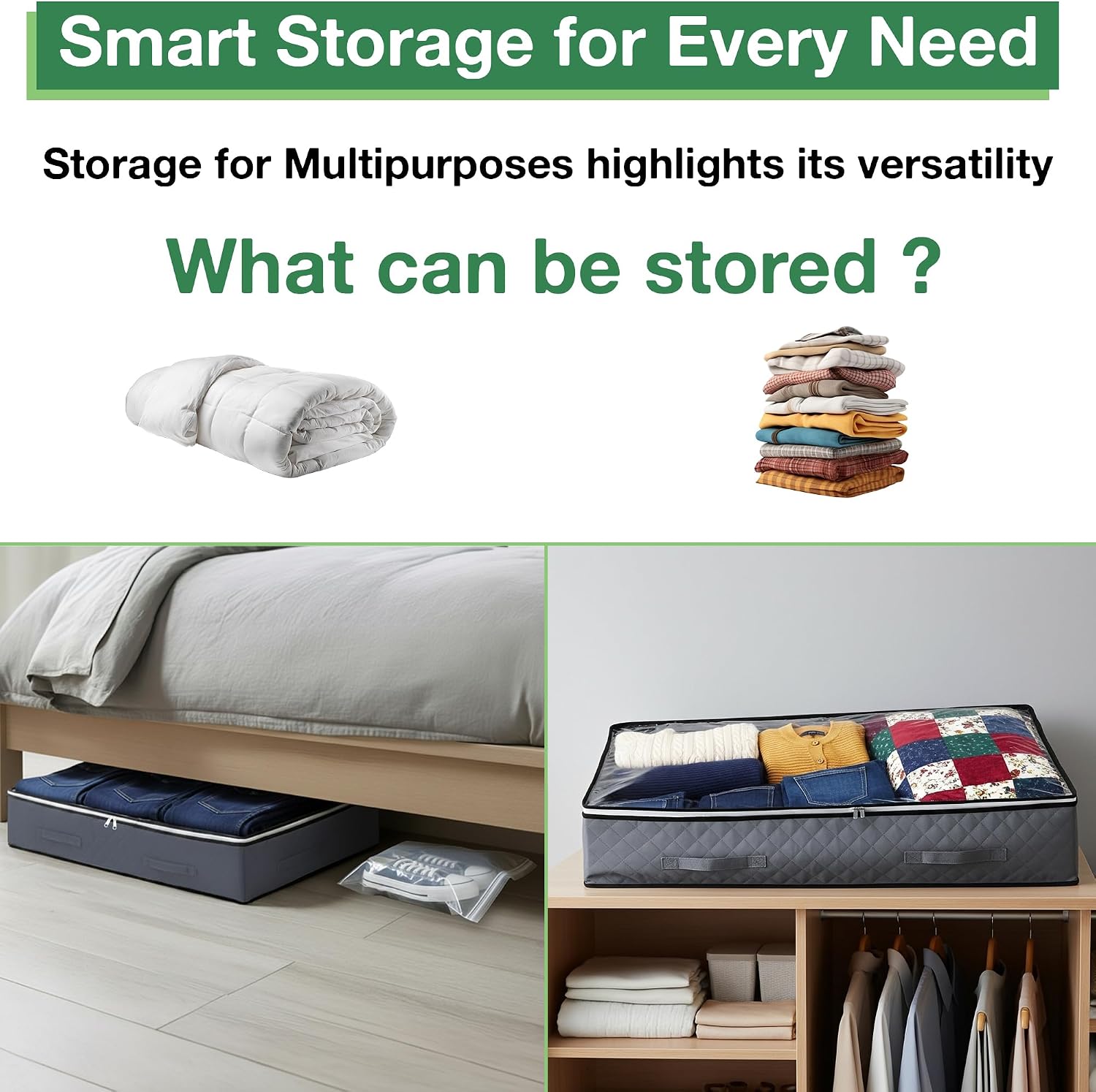 Thumbnail 5 de MORIVO Bed Storage Bags – 90L Capacity, 4-Pack Underbed Organisation