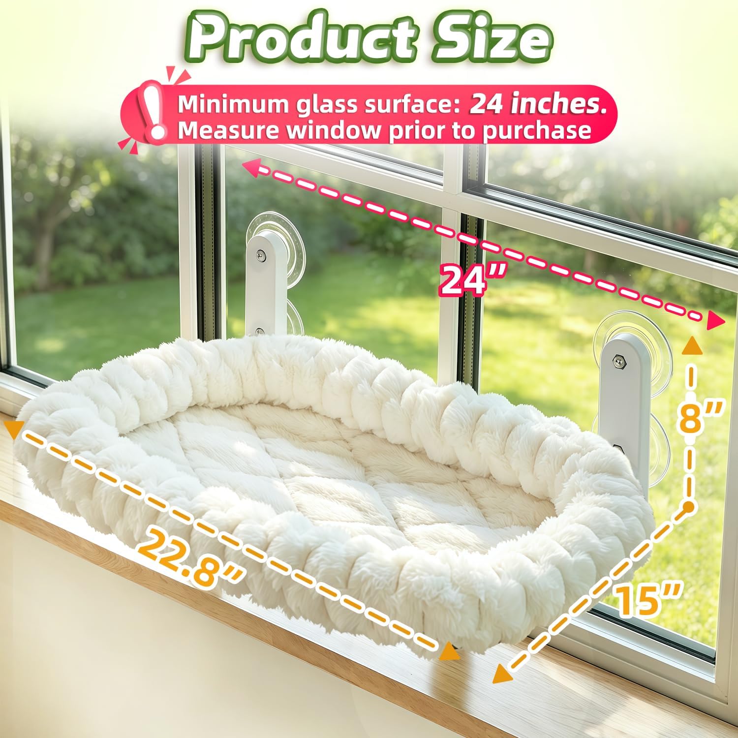 Detalle 2 de AMOSIJOY CWP-L-WHITE-STRIPE Foldable Cat Window Perch, Large White Cushion