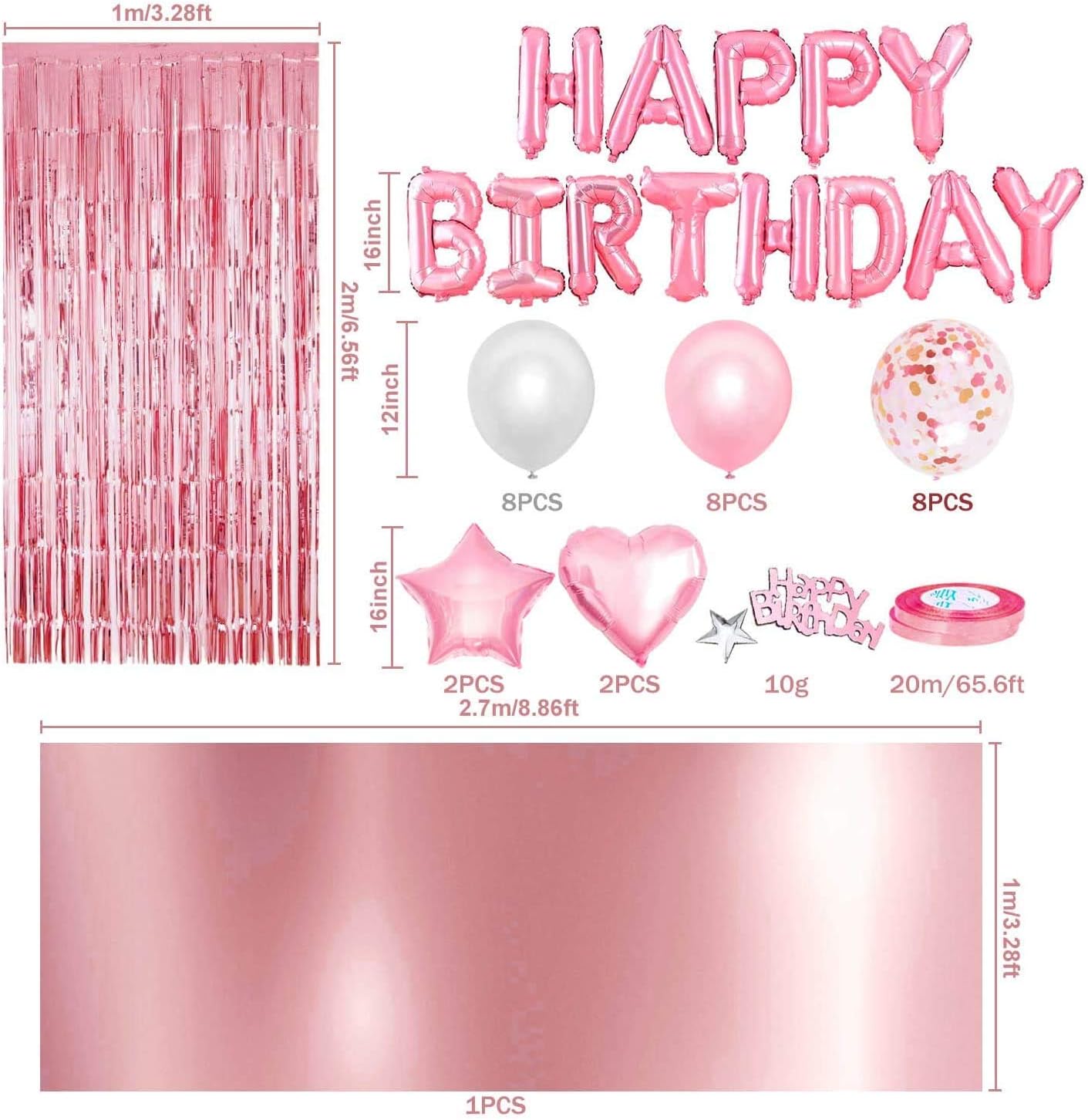 Detalle de iZoeL Pink Birthday Party Decoration Set for Girls