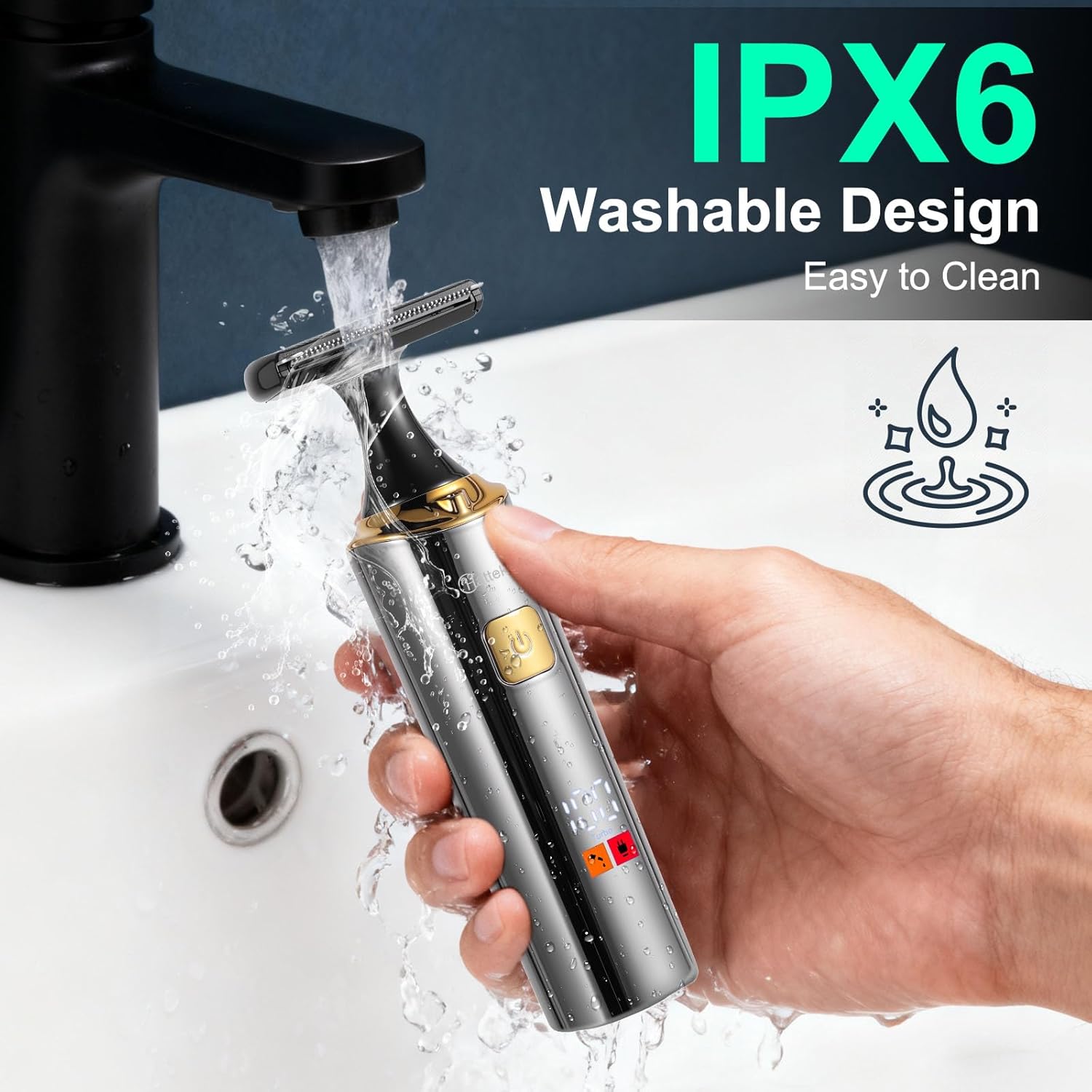 Detalle de Hatteker 4-in-1 Back Shaver & Groomer Kit for Men: Extendable Arm, Waterproof and 5cm Blade