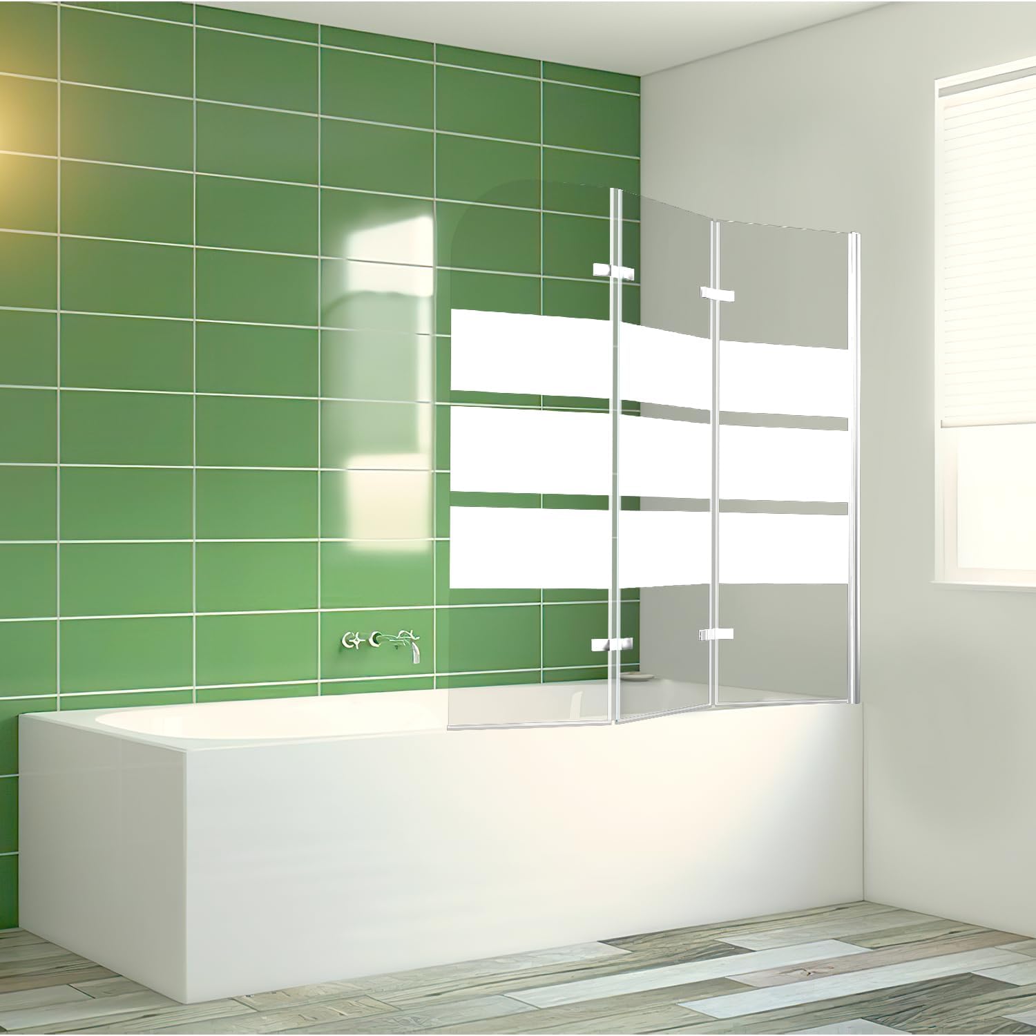 Detalle de Daromigo paroi de douche pour baignoire pliable en 3 parties (120 x 140 cm) avec verre ESG 6 mm