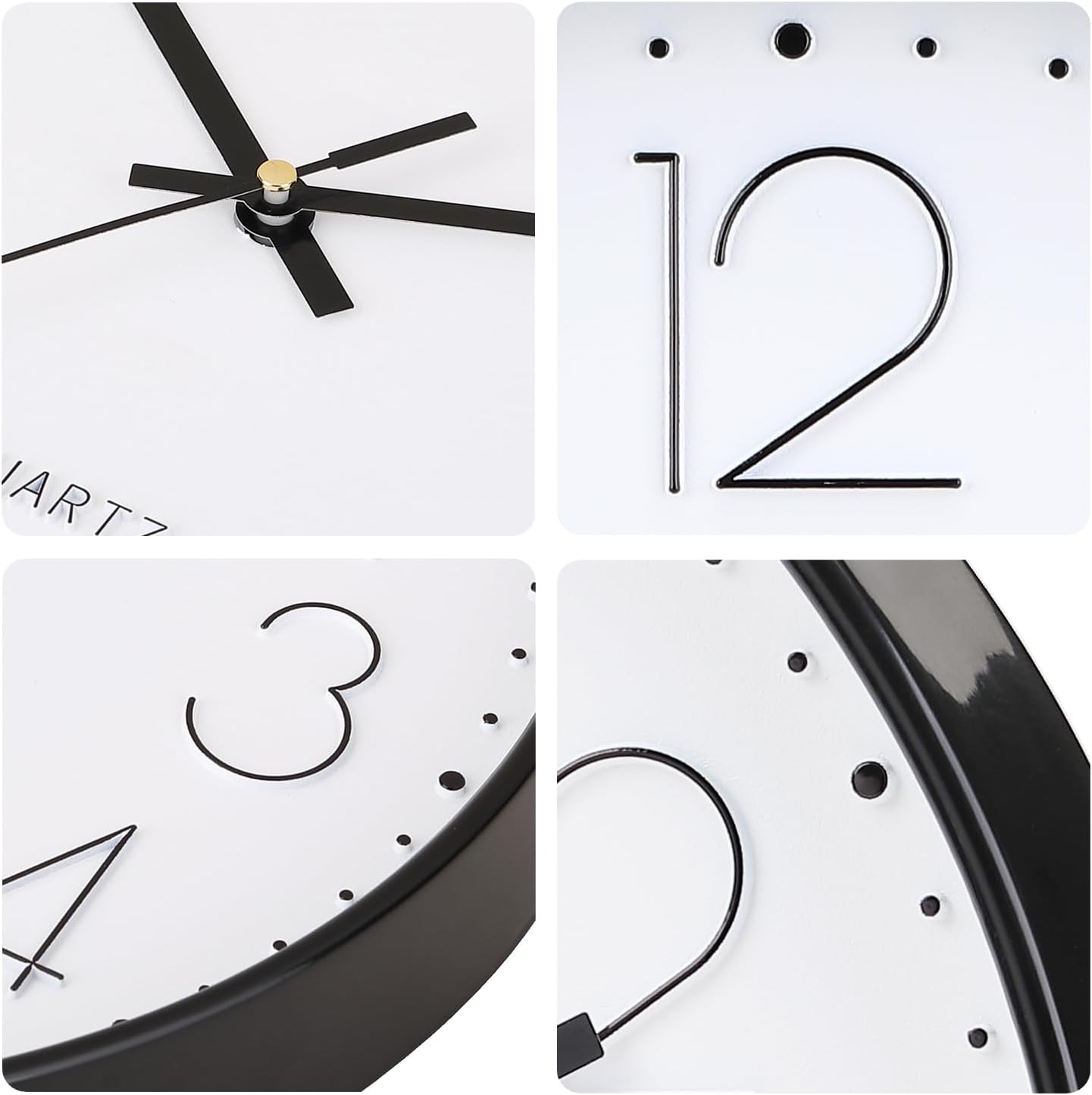 Thumbnail 1 de TOHOOYO 12 inch non-ticking silent quartz wall clock with stereoscopic 3D dial (Black)