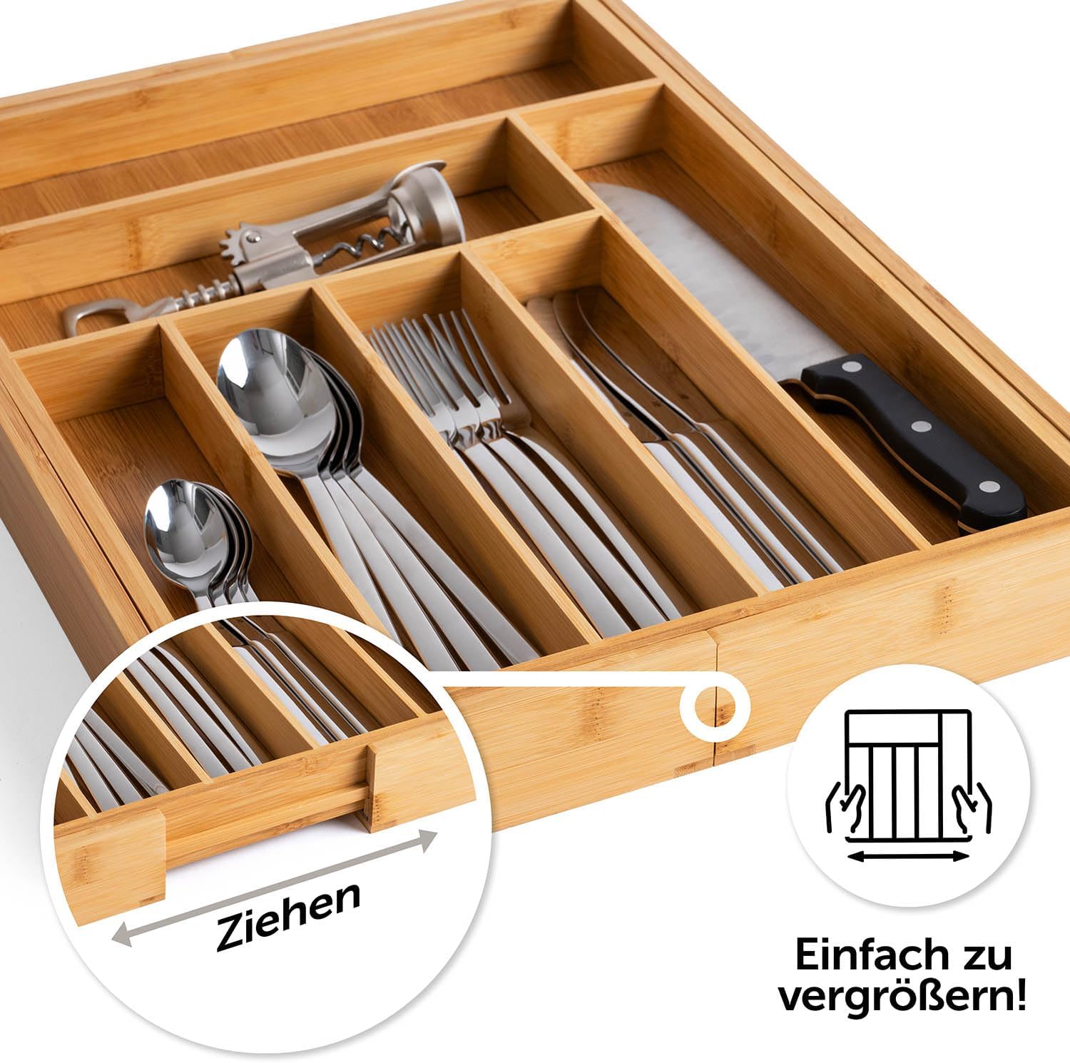 Detalle de Blumtal Besteckkasten aus Bambus 45,5 cm