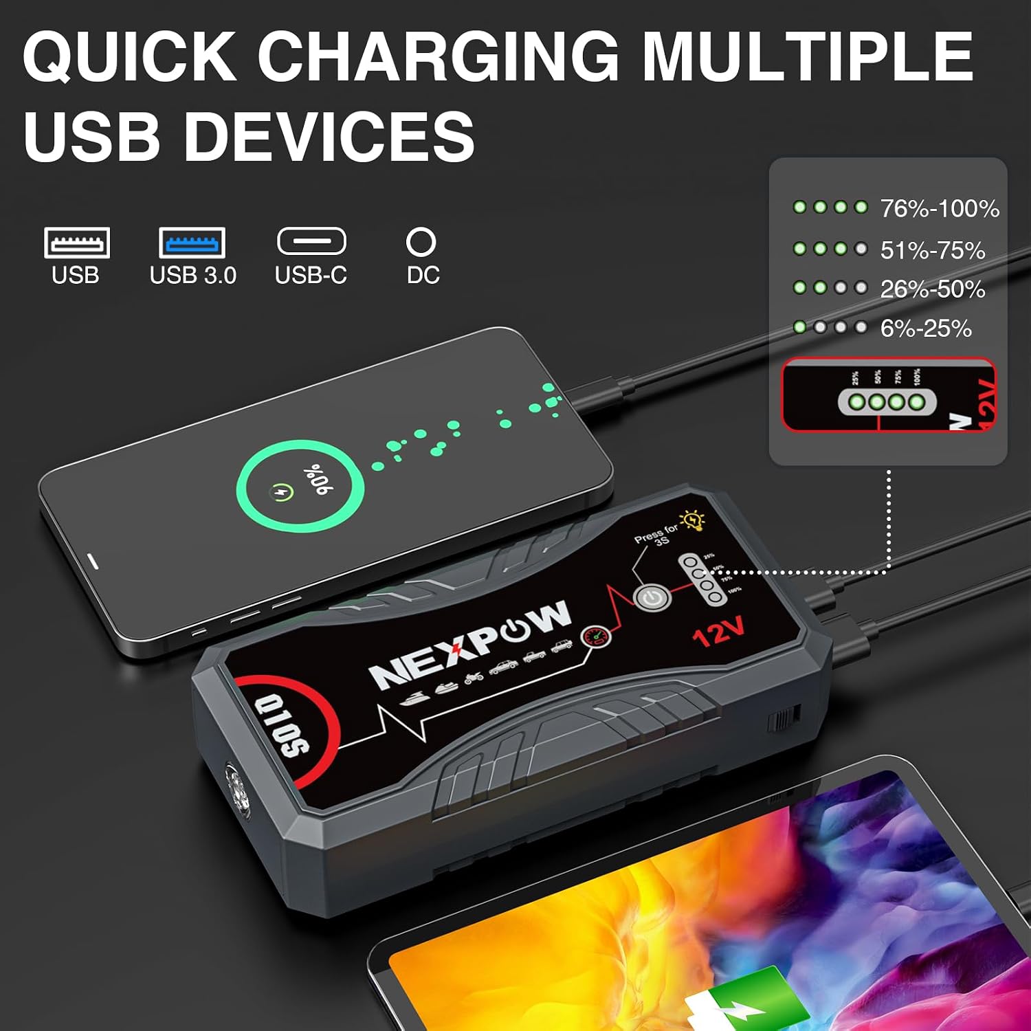 Detalle de NEXPOW Car Jump Starter Q10S