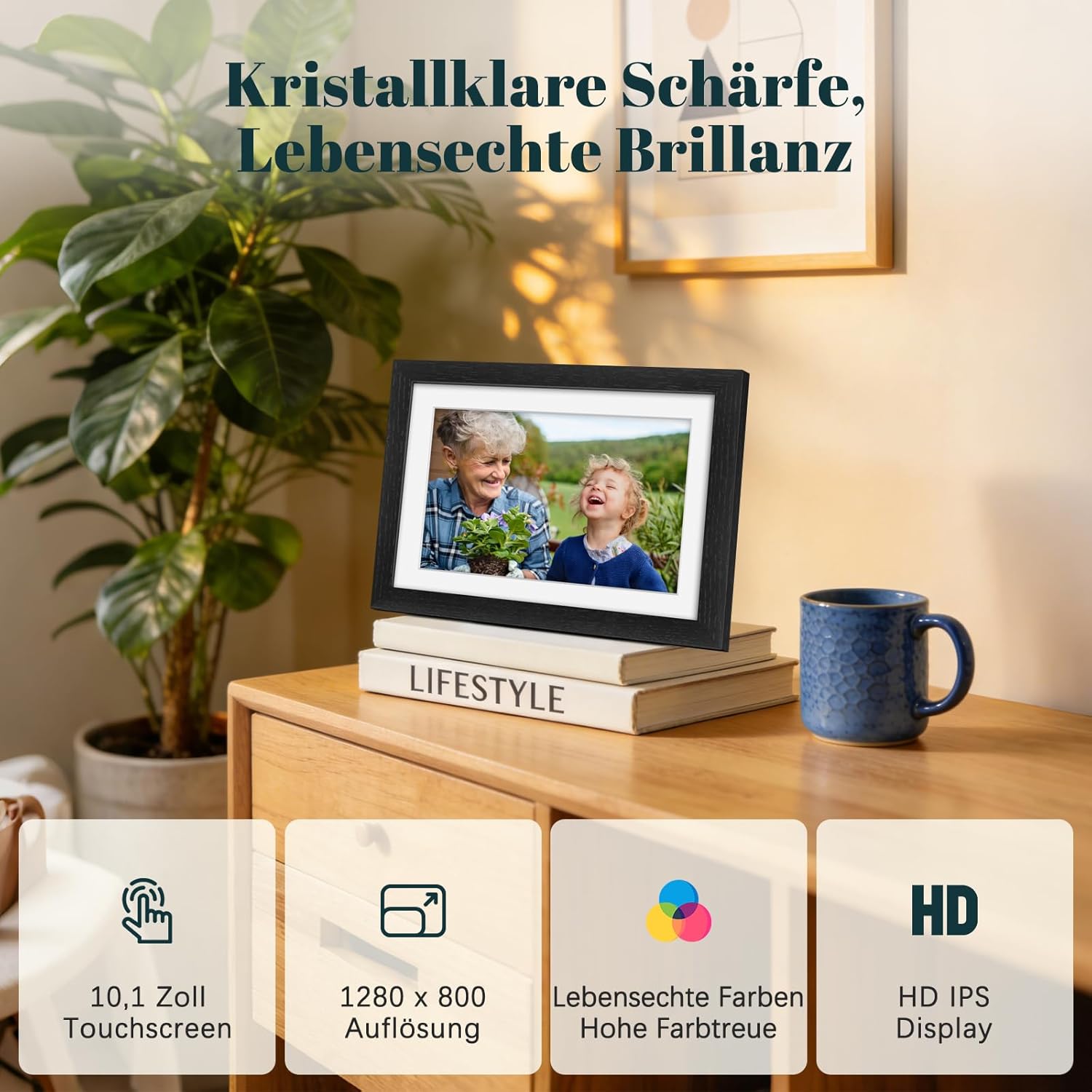 Detalle de Eptusmey Digitaler Bilderrahmen WLAN 10,1 Zoll