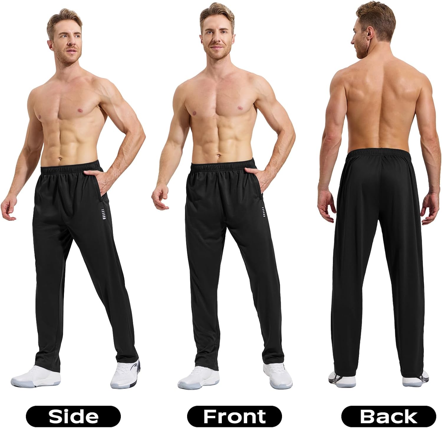 Detalle 2 de HUAKANG 3 Pack Joggers for Men Lightweight Sweatpants with Zipper Pockets