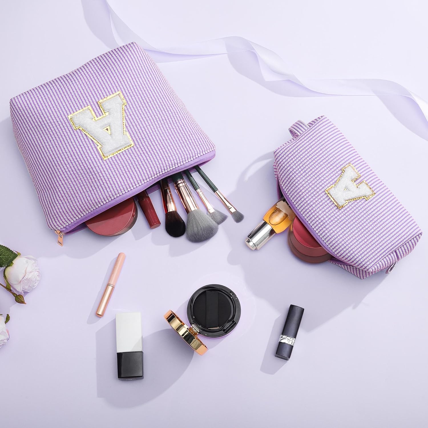 Thumbnail 6 de Parima Personalized Initial Makeup Bag - Purple E