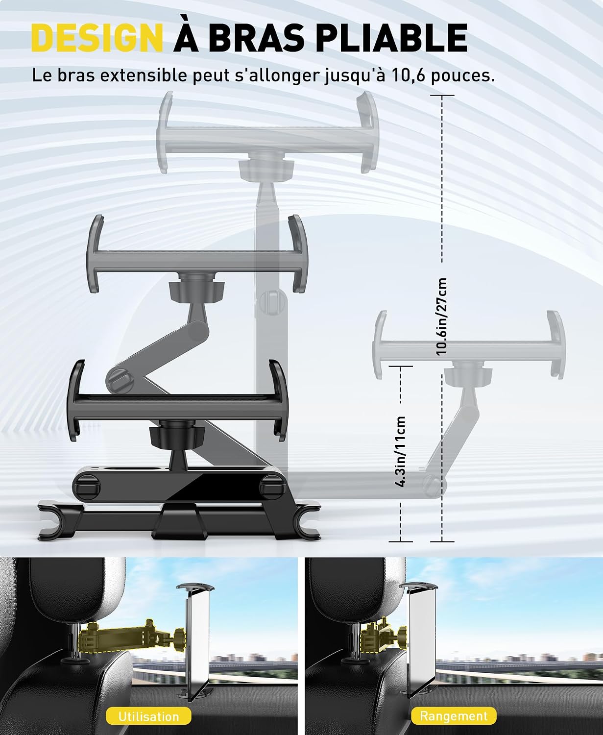 Thumbnail 6 de TRYONE Support Tablette Voiture extensible