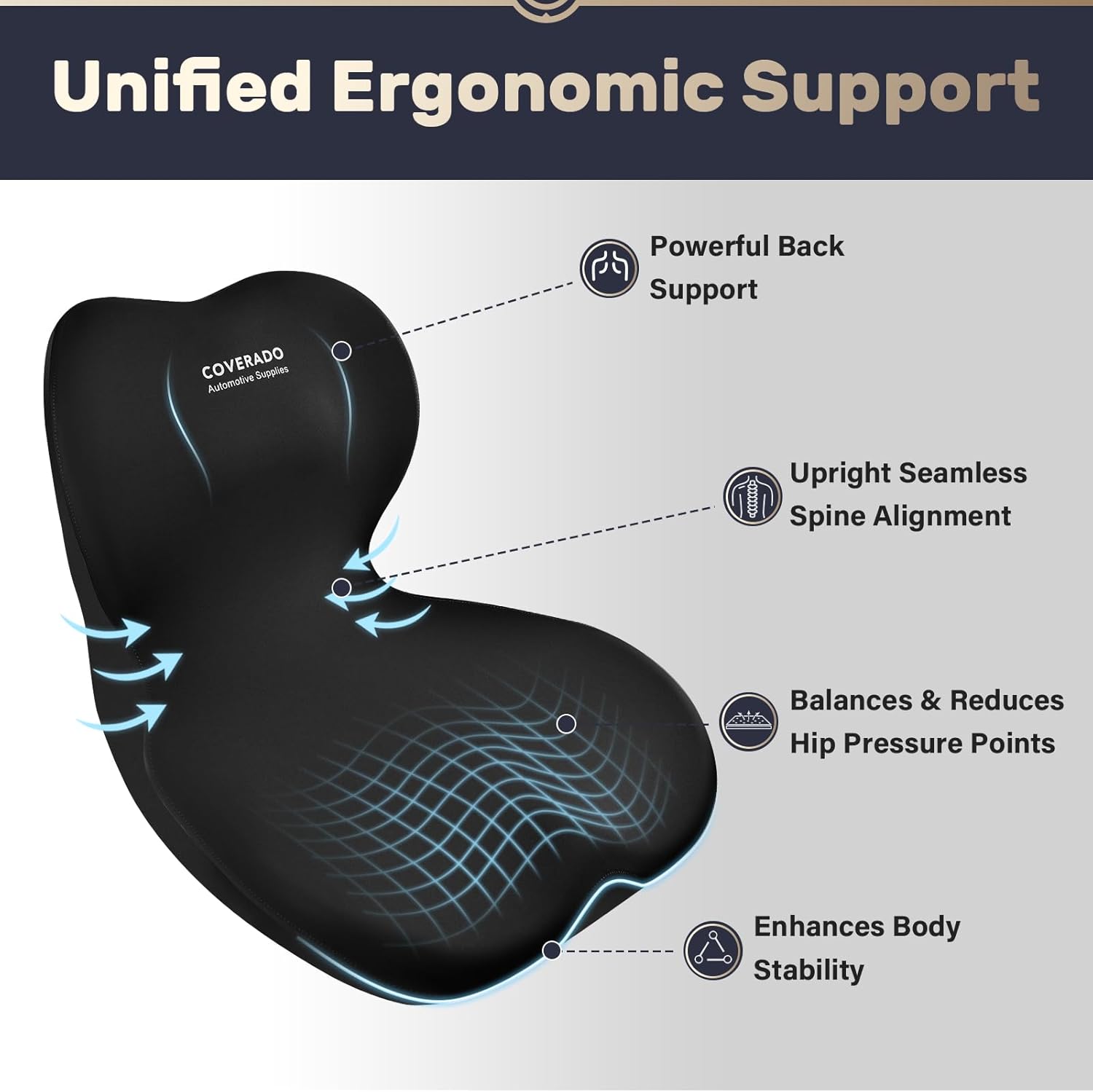 Thumbnail 1 de Coverado Car Seat Cushion and Lumbar Support Pillow One Piece