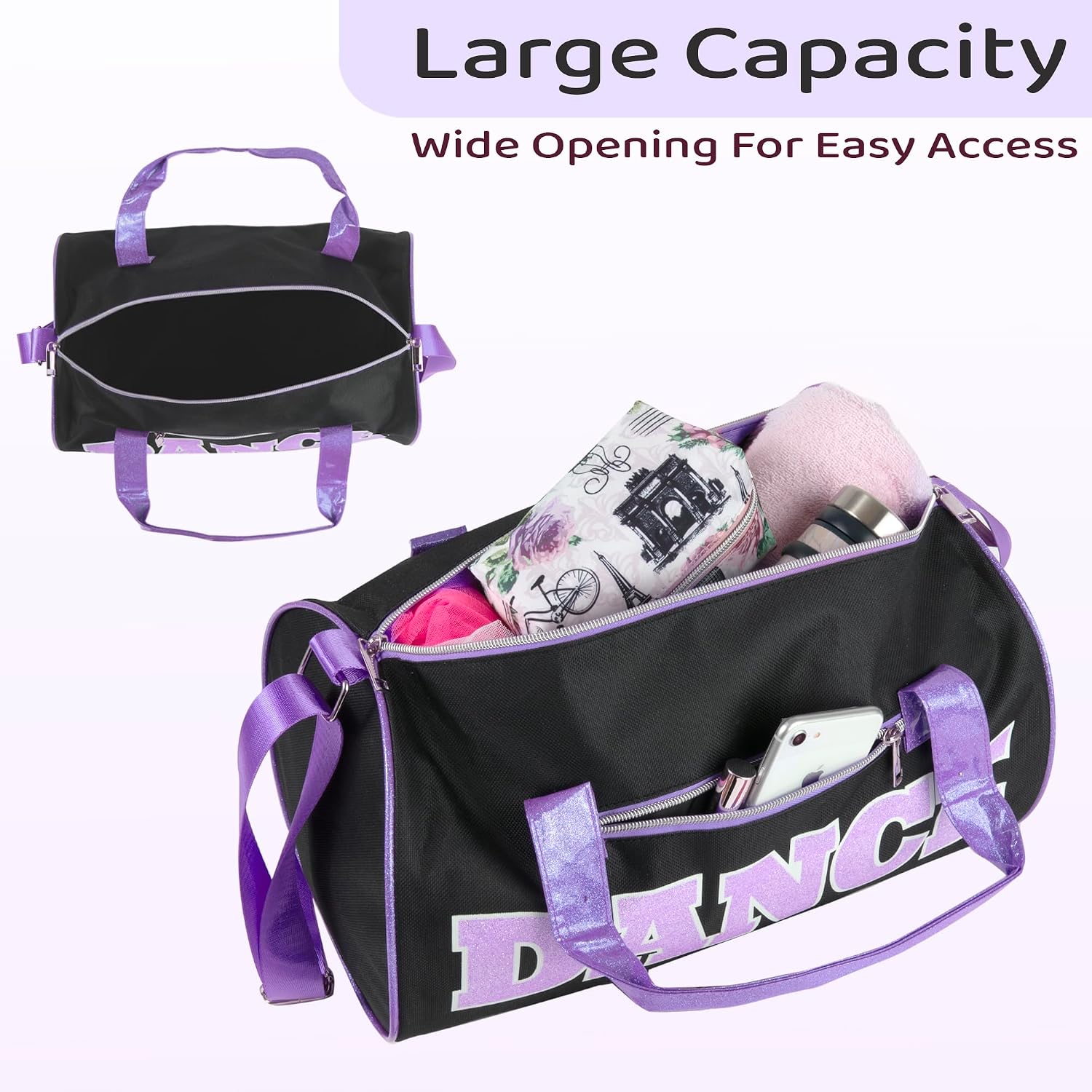 Detalle de Dance Duffle Bag, Black/Purple
