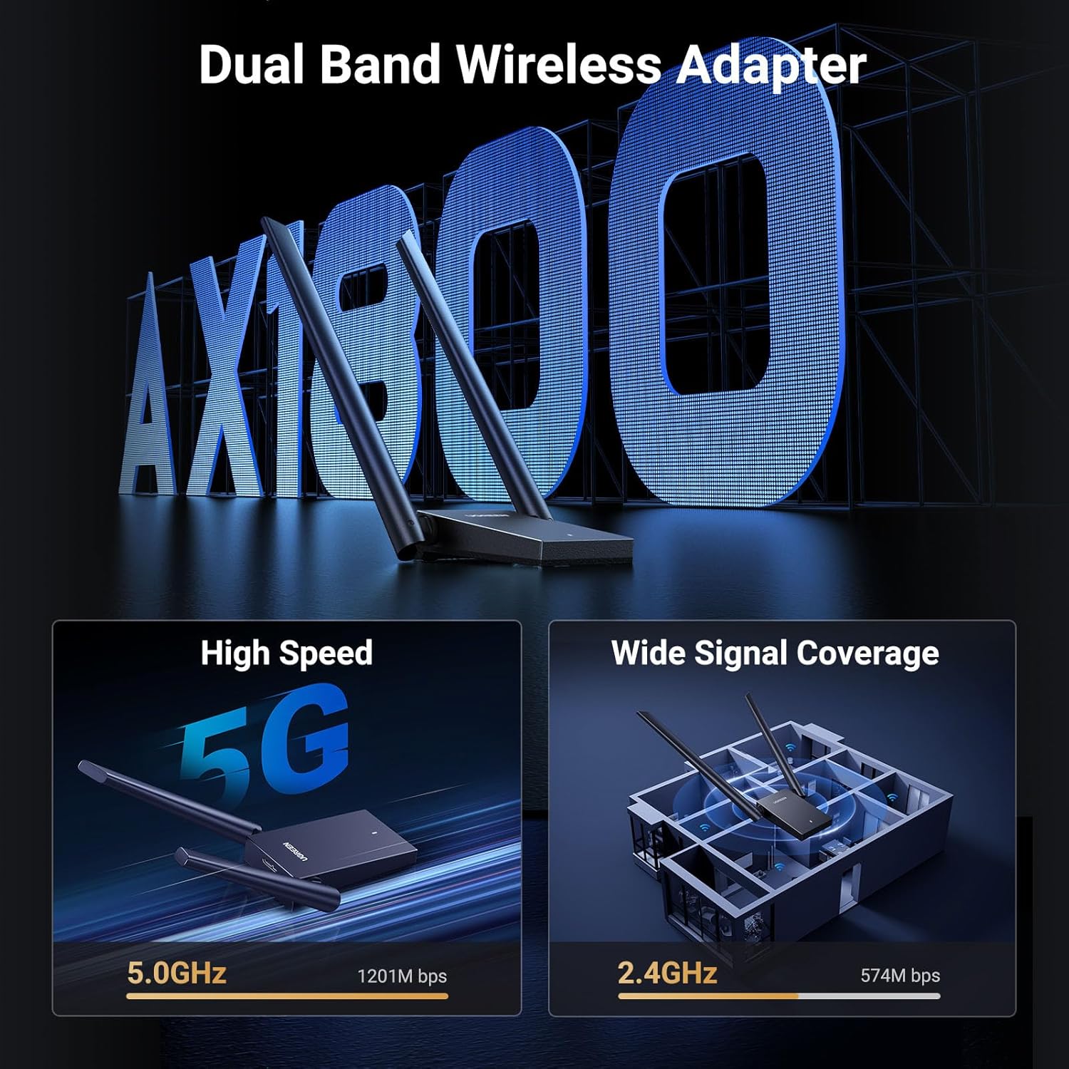 Thumbnail 2 de UGREEN AX1800 Wi‑Fi 6 USB 3.0 Adapter 📶