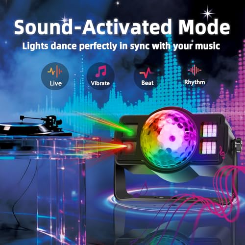 Thumbnail 3 de LITE WORLD Disco Lights RGB LED Strobe Lights with 9 Sound Activated Modes