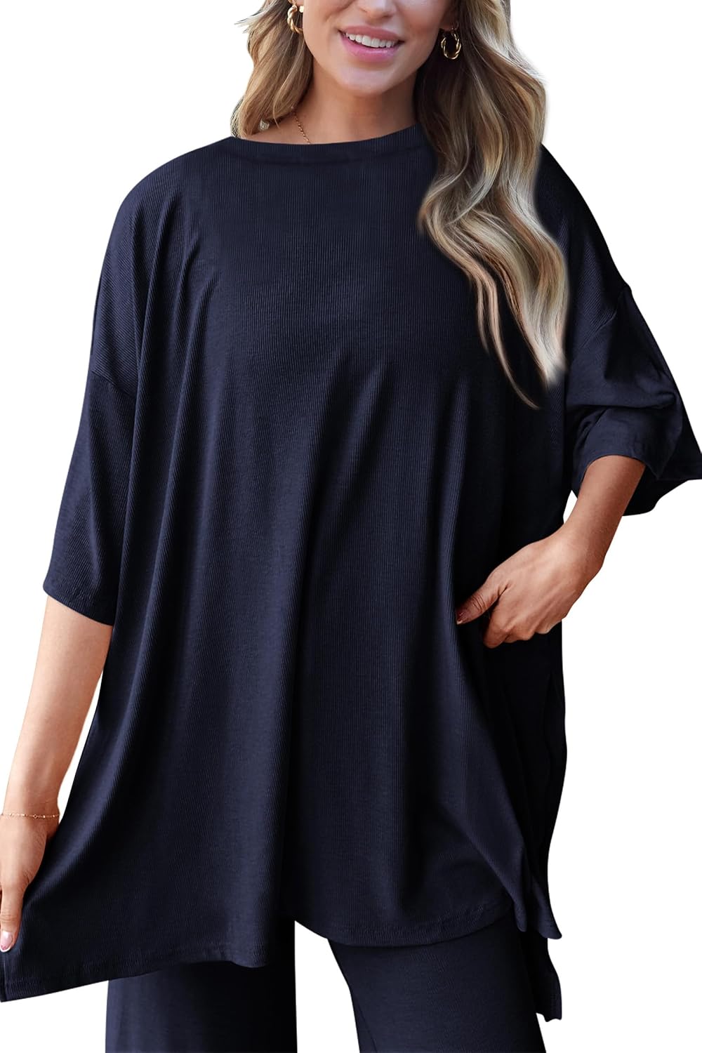 Thumbnail 6 de PRETTYGARDEN Two-Piece Lounge Set for Women (Short-Sleeve Top + Wide-Leg Pants)