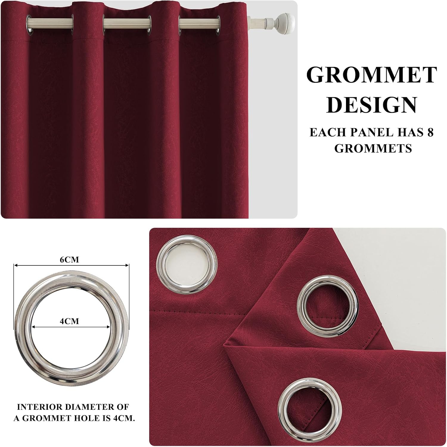 Detalle 2 de Ystyle Lot De 2 Rideau Occultant 140x225 cm Bordeaux