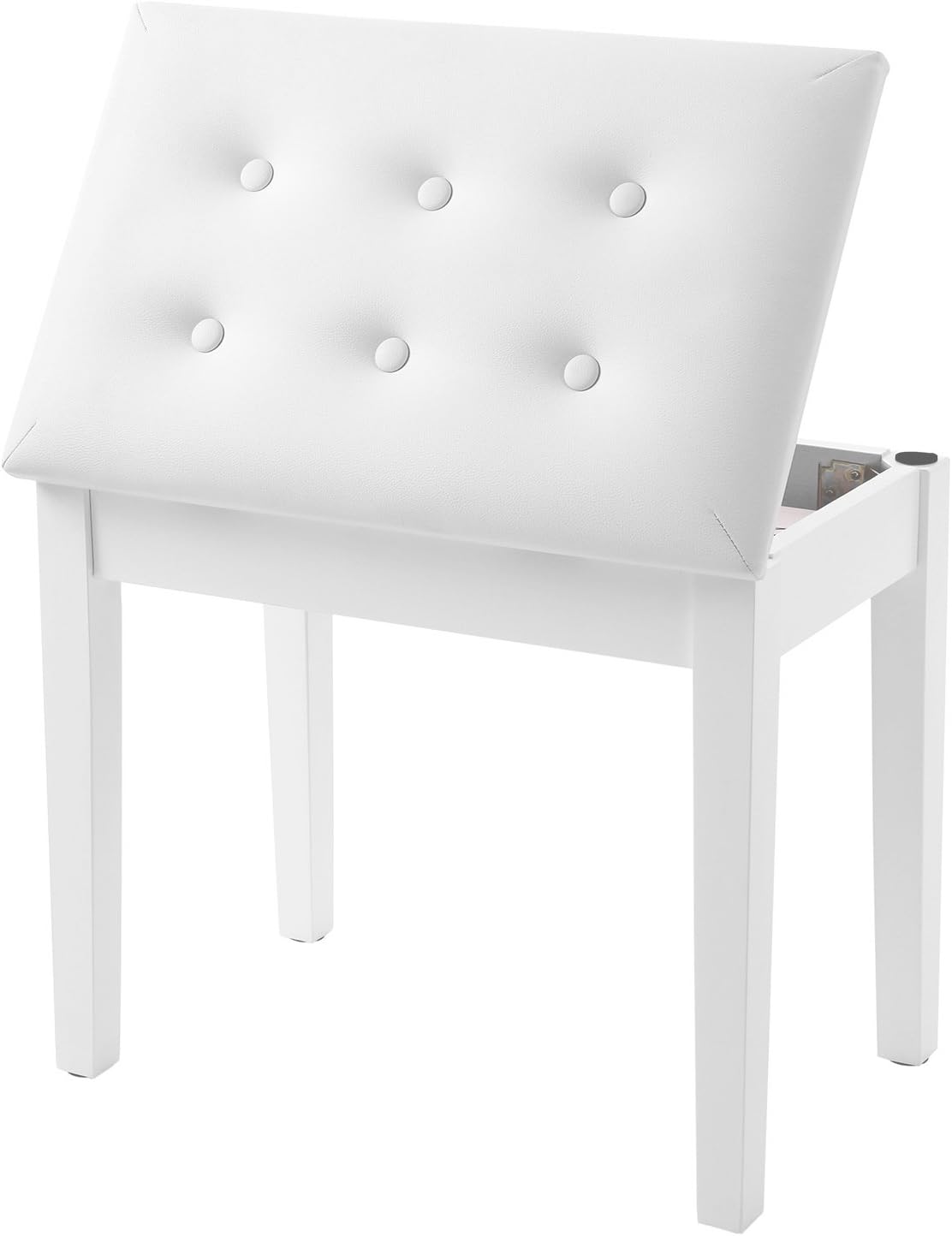 Detalle de SONGMICS ULPB55WT Wooden Piano Bench with Padded Seat and Storage, White
