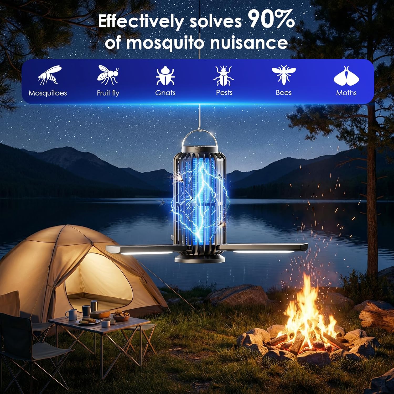 Thumbnail 3 de TYPEC 2 Pack Solar Bug Zapper with 3 Solar Panels and 4200V Mosquito Trap