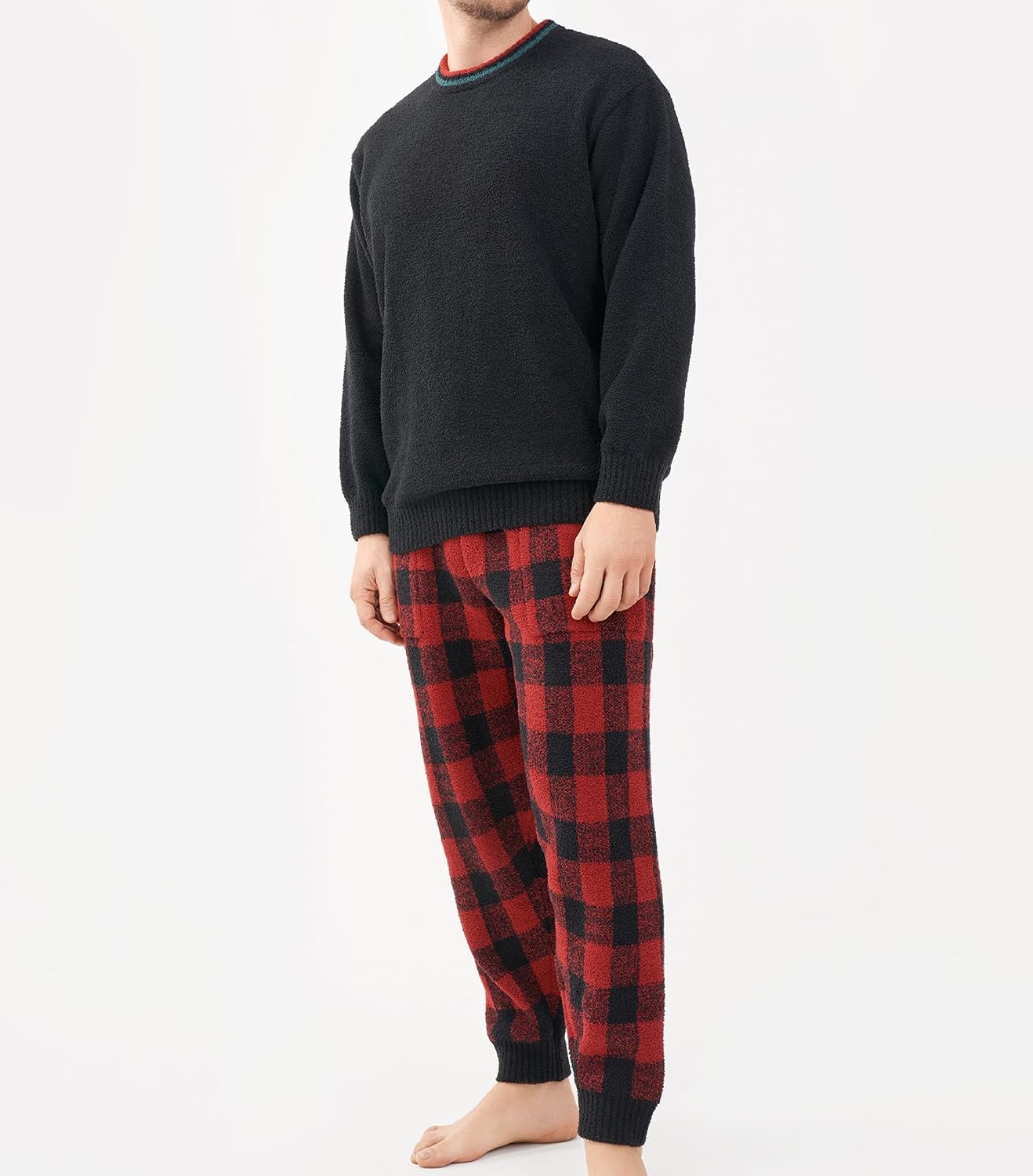 Detalle 2 de DAVID ARCHY Men's Fleece Pajama Set with Pockets