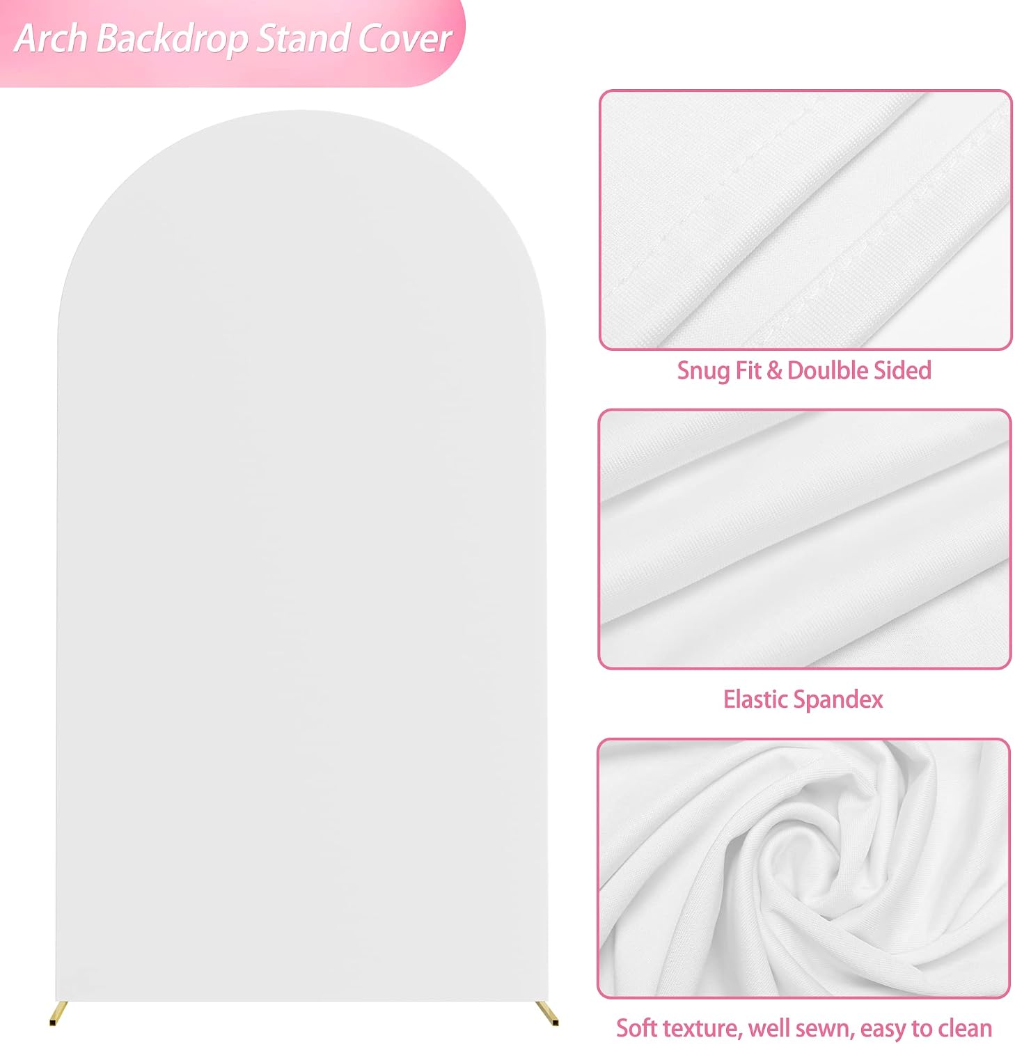 Thumbnail 4 de Wokceer 7.2 FT Wedding Arch Backdrop Stand with White Arch Cover – Elegant Gold Frame, Portable Event Decor