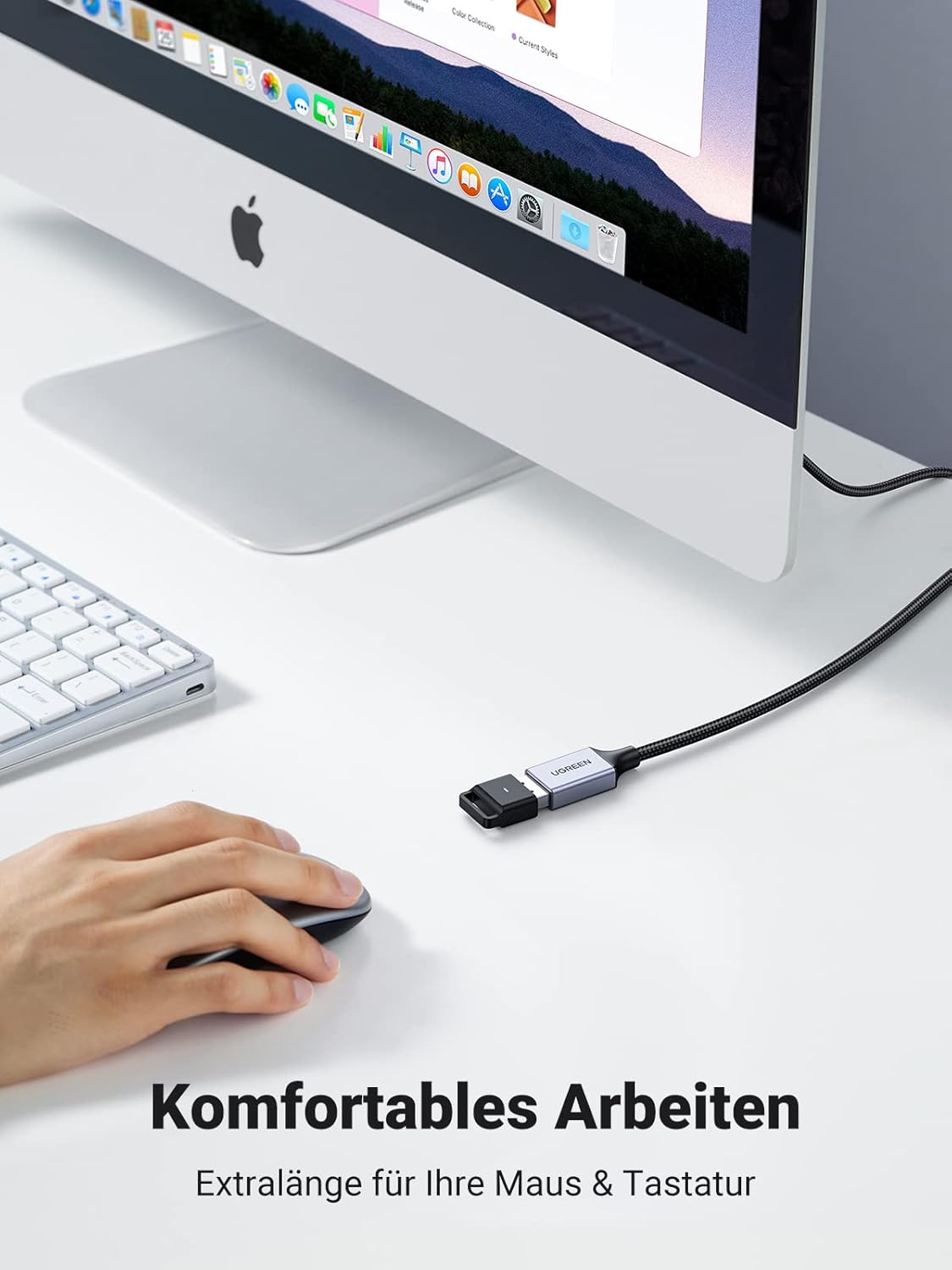 Detalle 2 de UGREEN USB Verlängerung 3.0 5Gbps – 2 Stück, 2 m, A auf A, Nylonummantelung, Aluminiumgehäuse