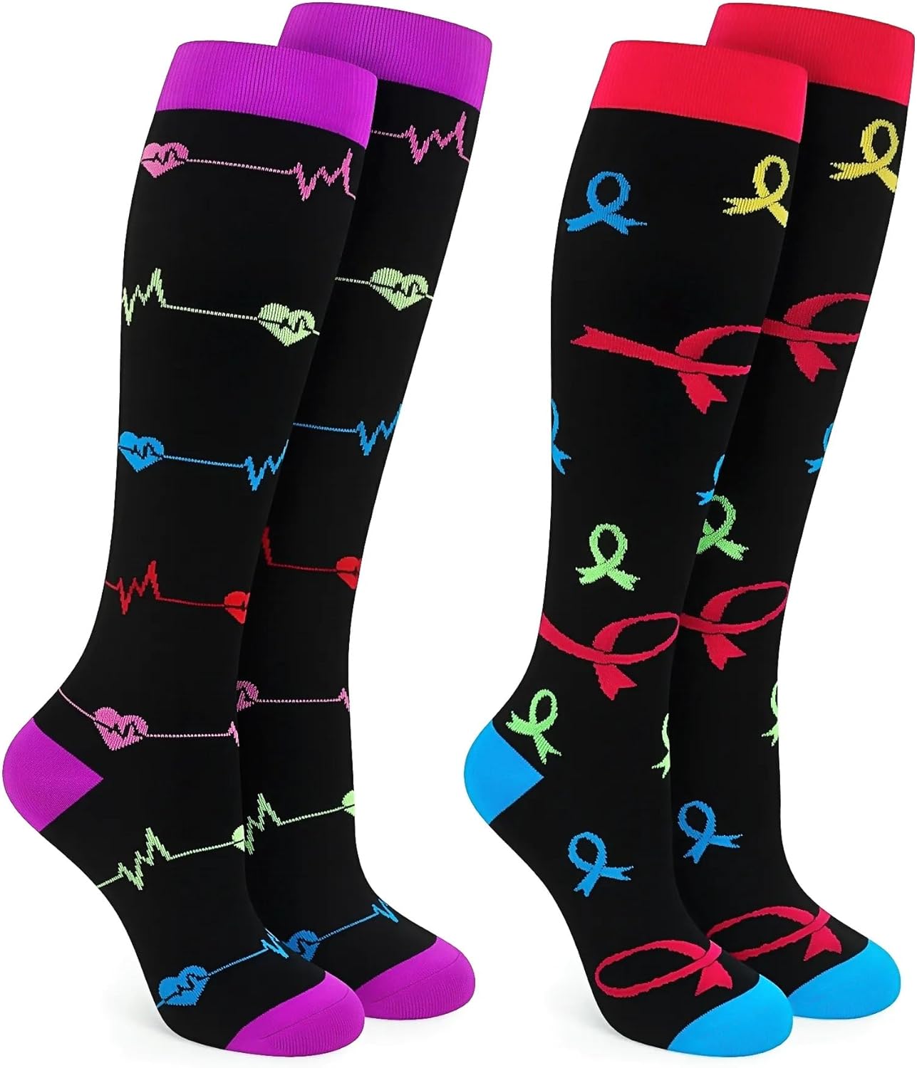 Detalle de Losvcbcx Compression Socks (2/4/6/7 Pairs) for Women & Men – 15-20 mmHg, Knee-High Athletic & Medical Support