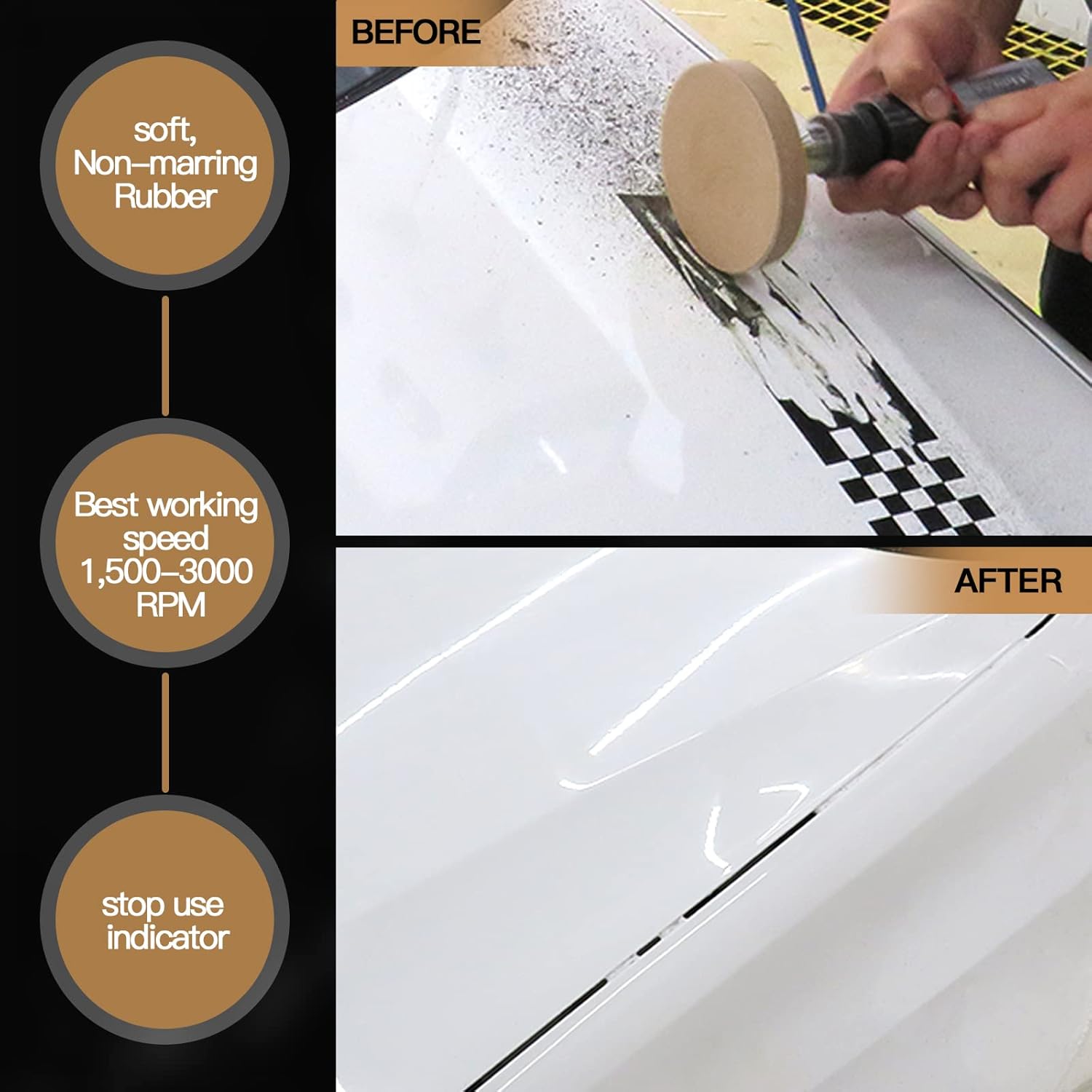 Detalle de Tucana Rubber Eraser Wheel — 4-inch Decal and Adhesive Removal Tool (Pair) with Drill Adapter