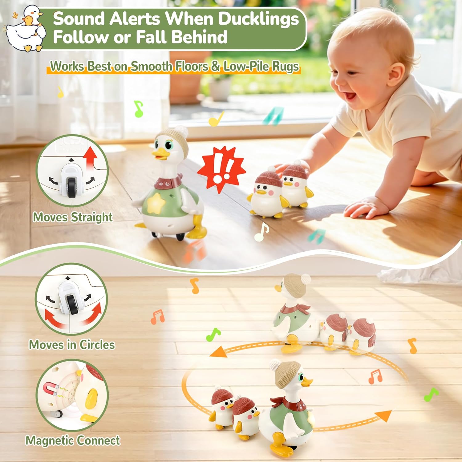 Thumbnail 4 de Aolieh Baby Toys 6–12 Months Crawling Duck with Music & Lights (Mama Duck + 2 Ducklings)