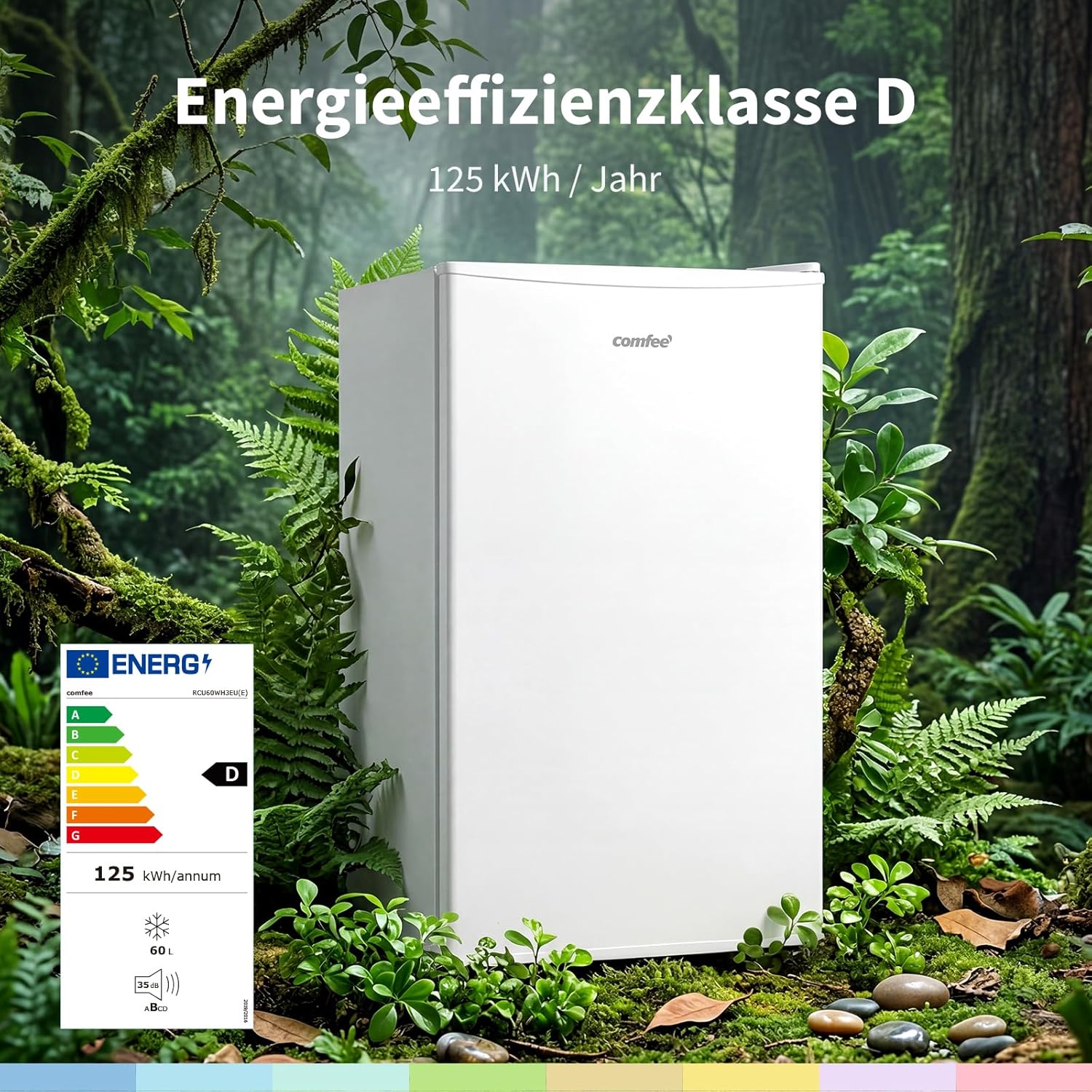 Detalle de COMFEE RCU60WH3EU(E) 60L Gefrierschrank mit Inverter-Kompressor – kompakt, leise und energieeffizient