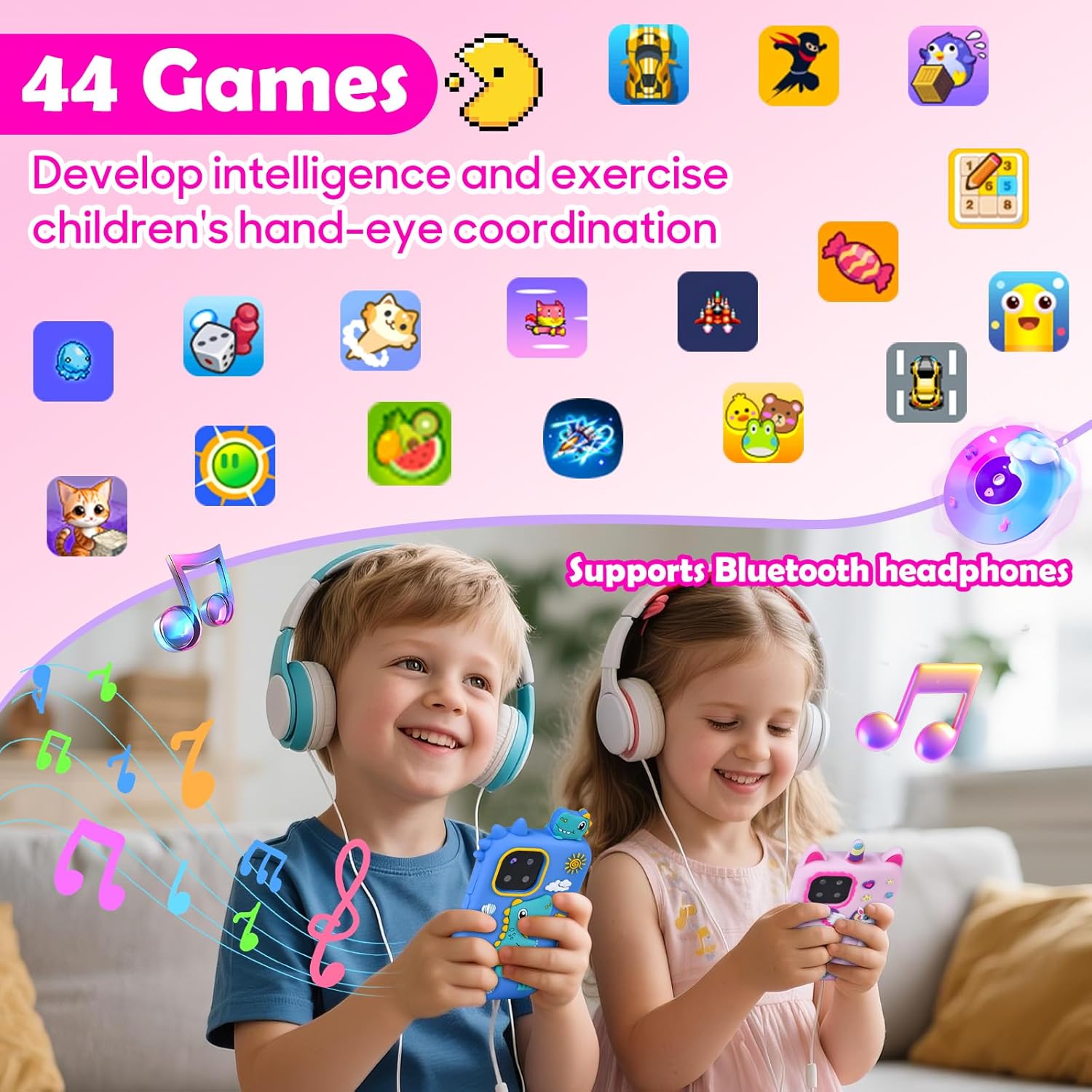 Detalle 2 de Elecoutek Kids Smart Phone for Girls: Unicorn toy phone for 3–10 year olds (Pink)