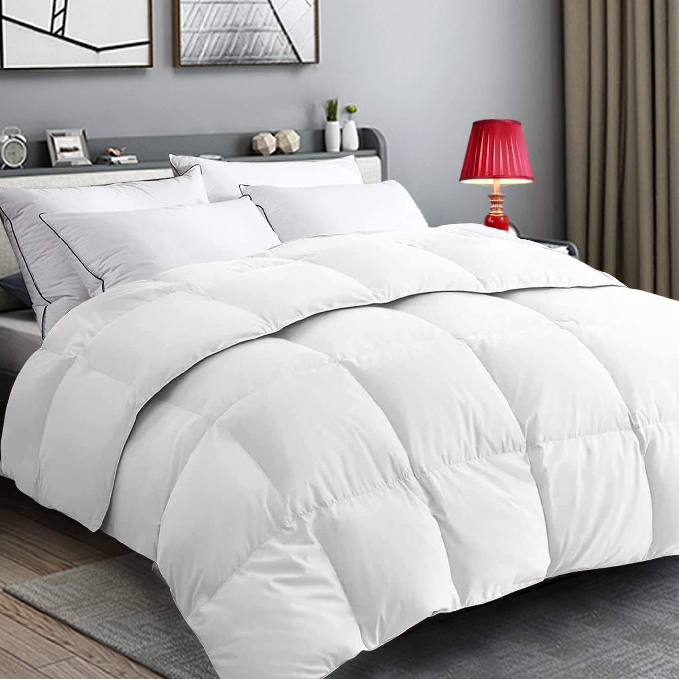 Detalle de CAIMOUR CAI001 Queen Comforter, White Polyfill with 8 Corner Tabs