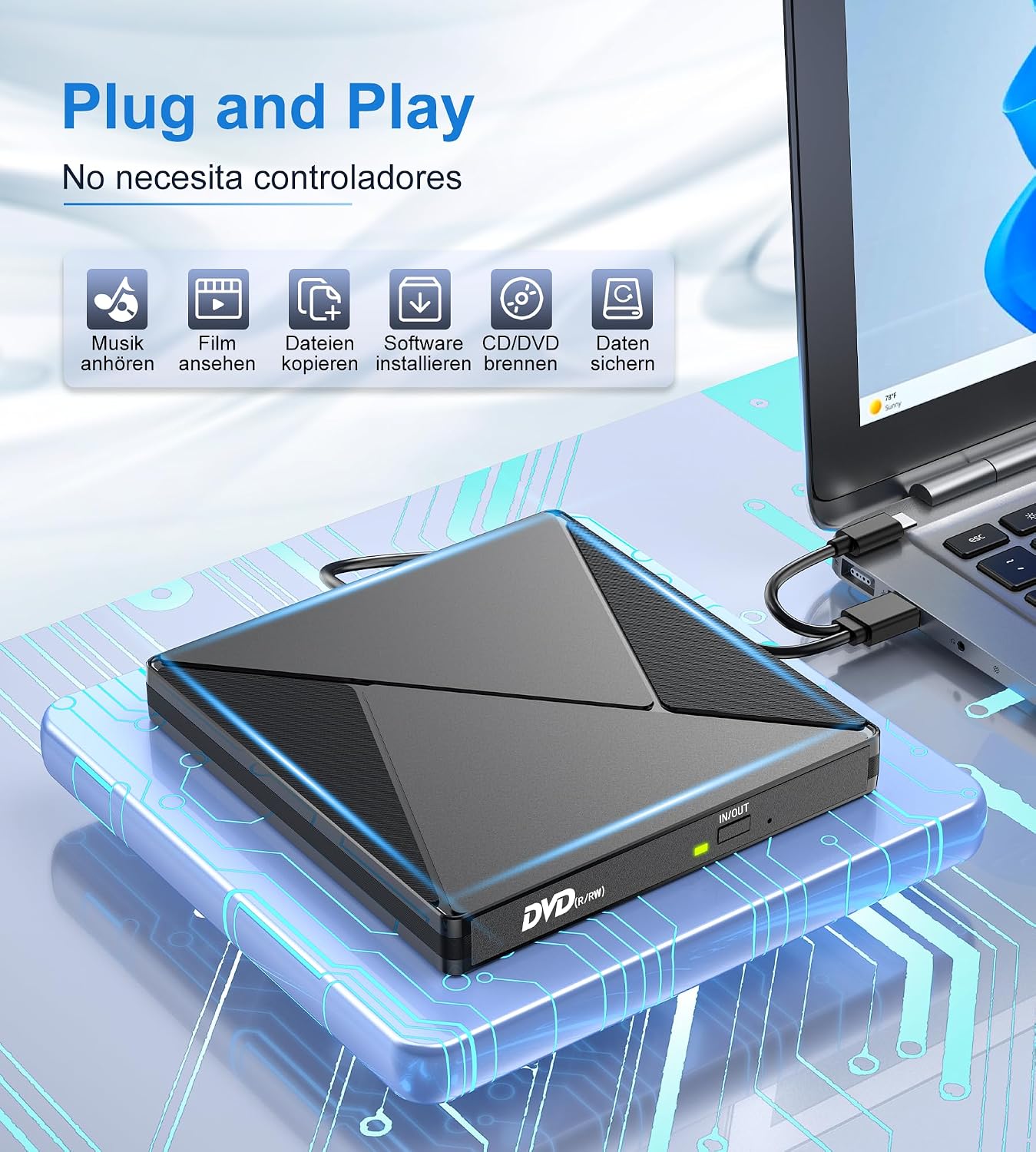 Thumbnail 1 de Lector CD DVD Externo USB 3.0 USB-C