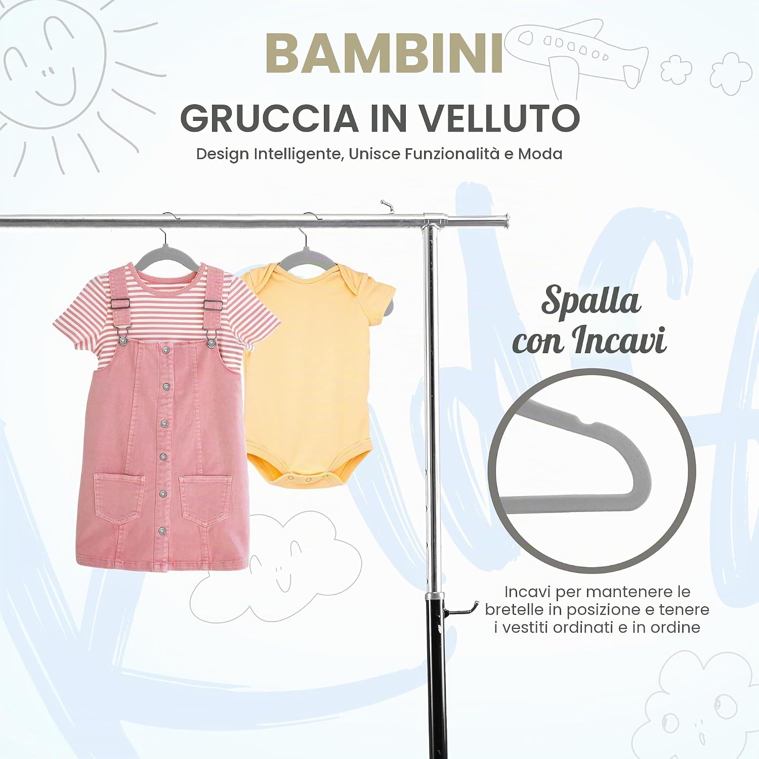 Detalle de Utopia Home Grucce per bambini in velluto 28 cm, confezione da 30