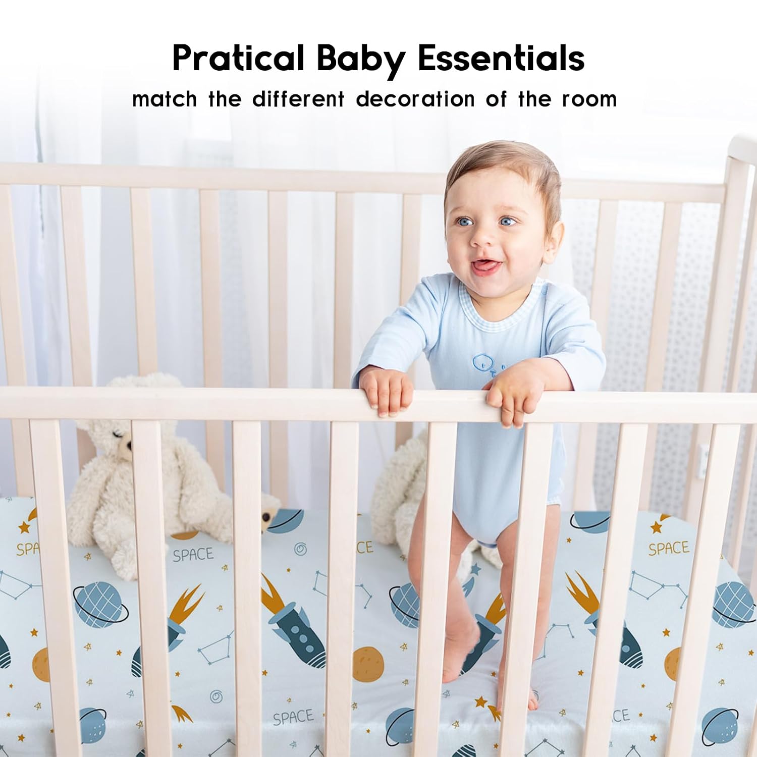Thumbnail 4 de Yoofoss 2 Pack Baby Spannbettlaken 60x120 cm