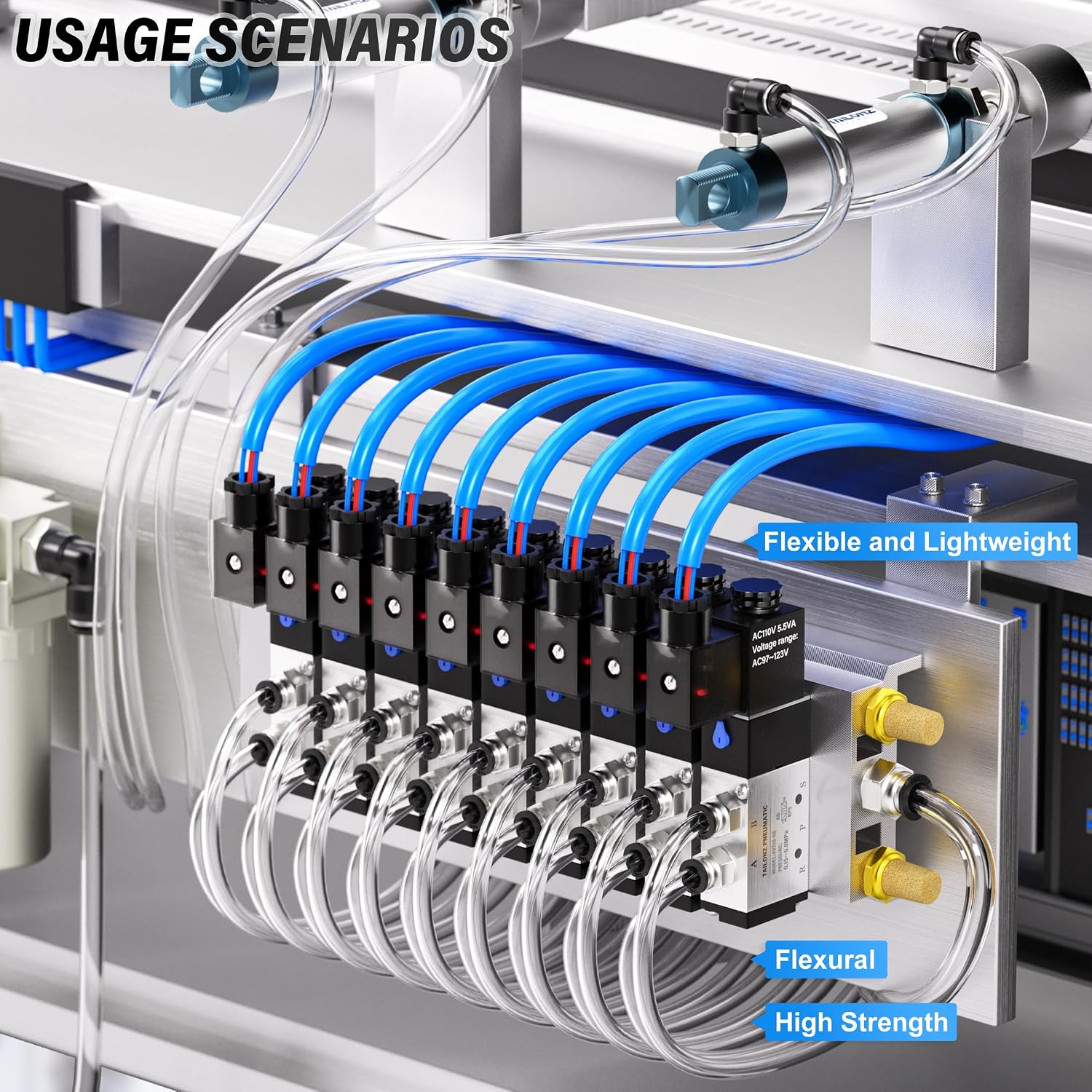 Detalle 2 de TAILONZ PNEUMATIC Luftschlauch-Set PU, 10 m – 10/6,5 mm, transparent