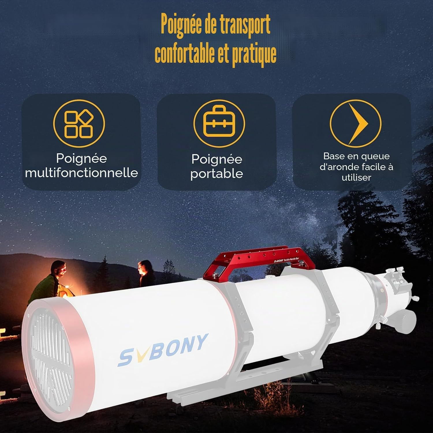 Detalle 2 de Svbony SV211 Base à Queue d'Aronde 203 mm – Poignée multifonctionnelle et base universelle pour télescopes