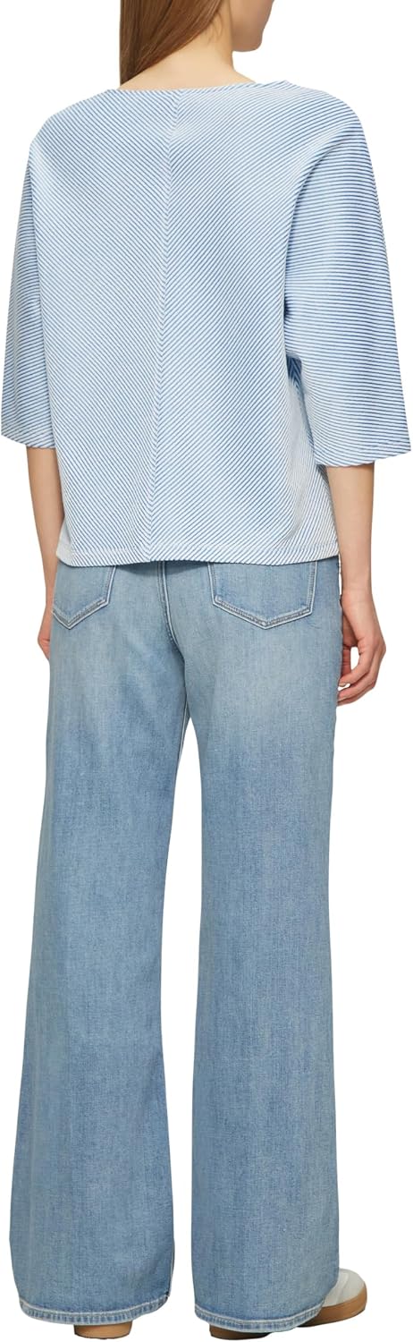 Detalle de s.Oliver 2164115 T-Shirt Femme – coupe décontractée à rayures et col en V