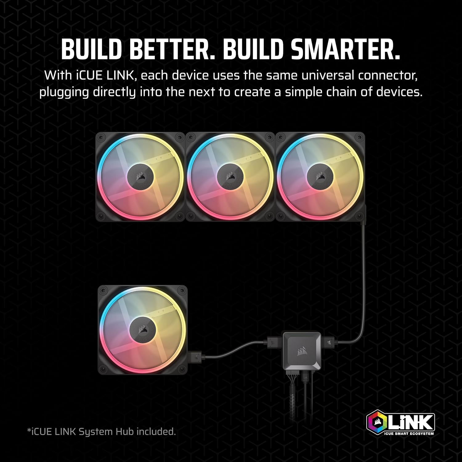 Detalle de CORSAIR iCUE Link LX120-R RGB 120mm PWM Reverse Triple Fan Kit