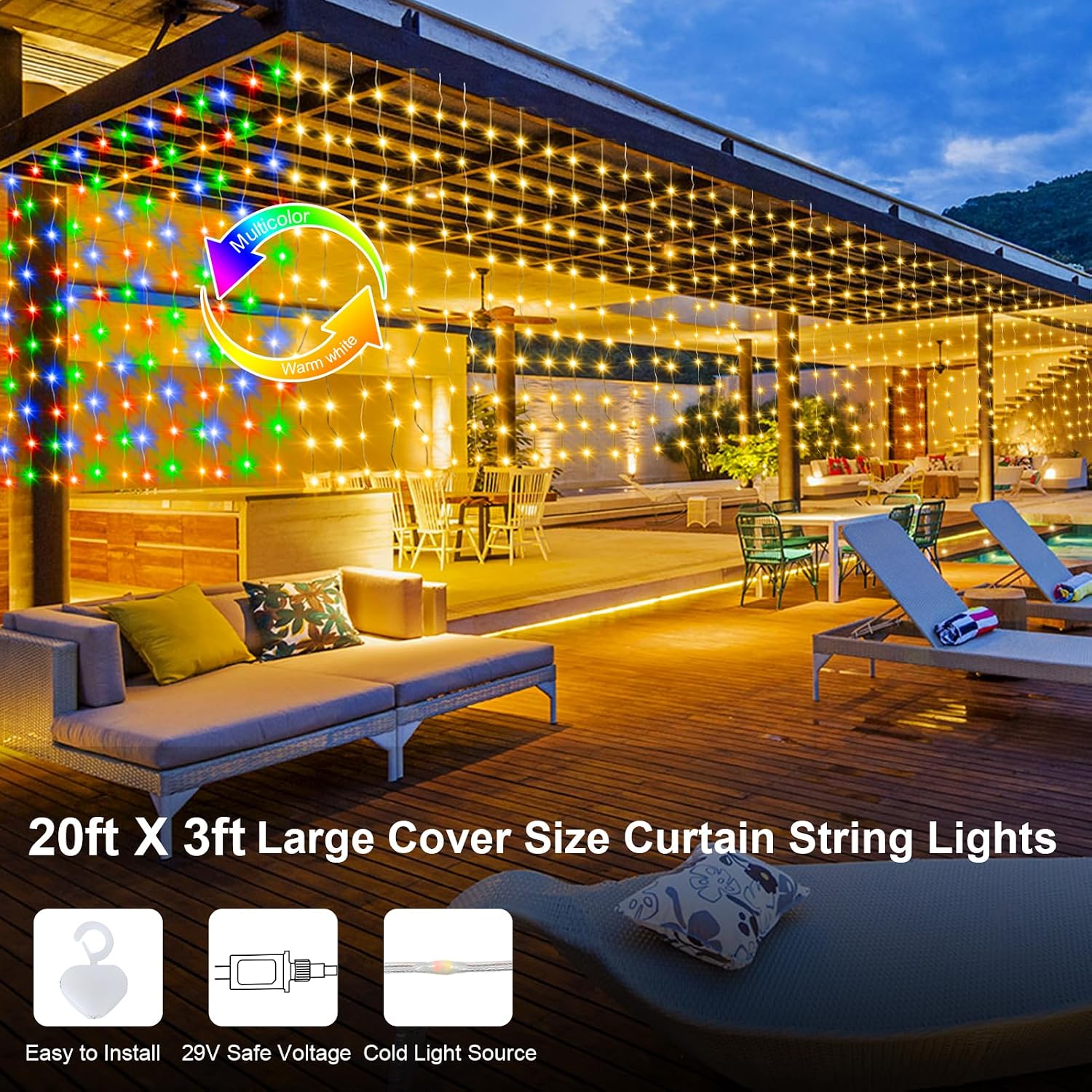 Thumbnail 4 de ZAIYW LED Curtain Lights, 20 ft