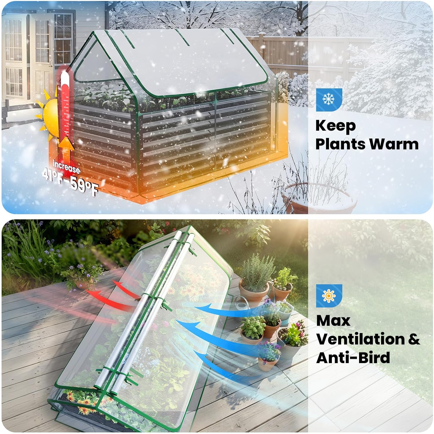 Detalle de Quictent Raised Garden Bed Galvanized Raised Beds with Cover (6x3x2 ft)