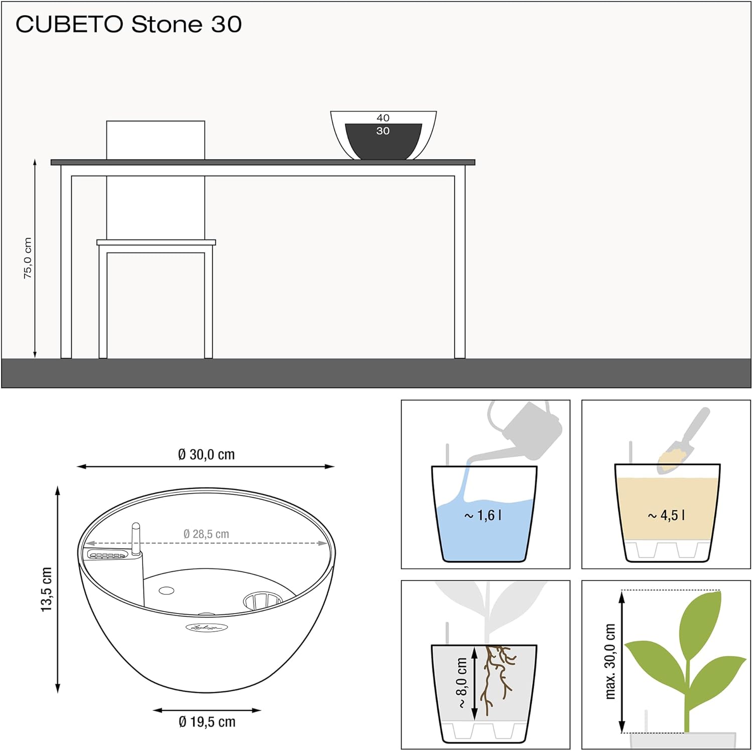 Thumbnail 3 de Lechuza CUBETO Color 30 Komplettset graphitschwarz