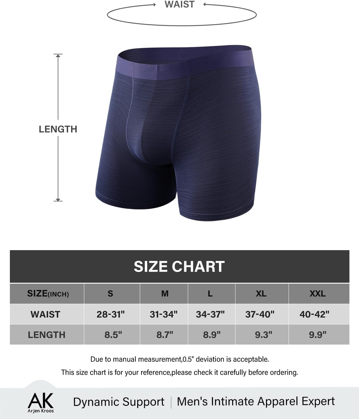 Thumbnail 5 de Arjen Kroos Mens Sexy Boxer Briefs Longer Leg Underwear – Moisture Wicking Trunks (Pack of 3)